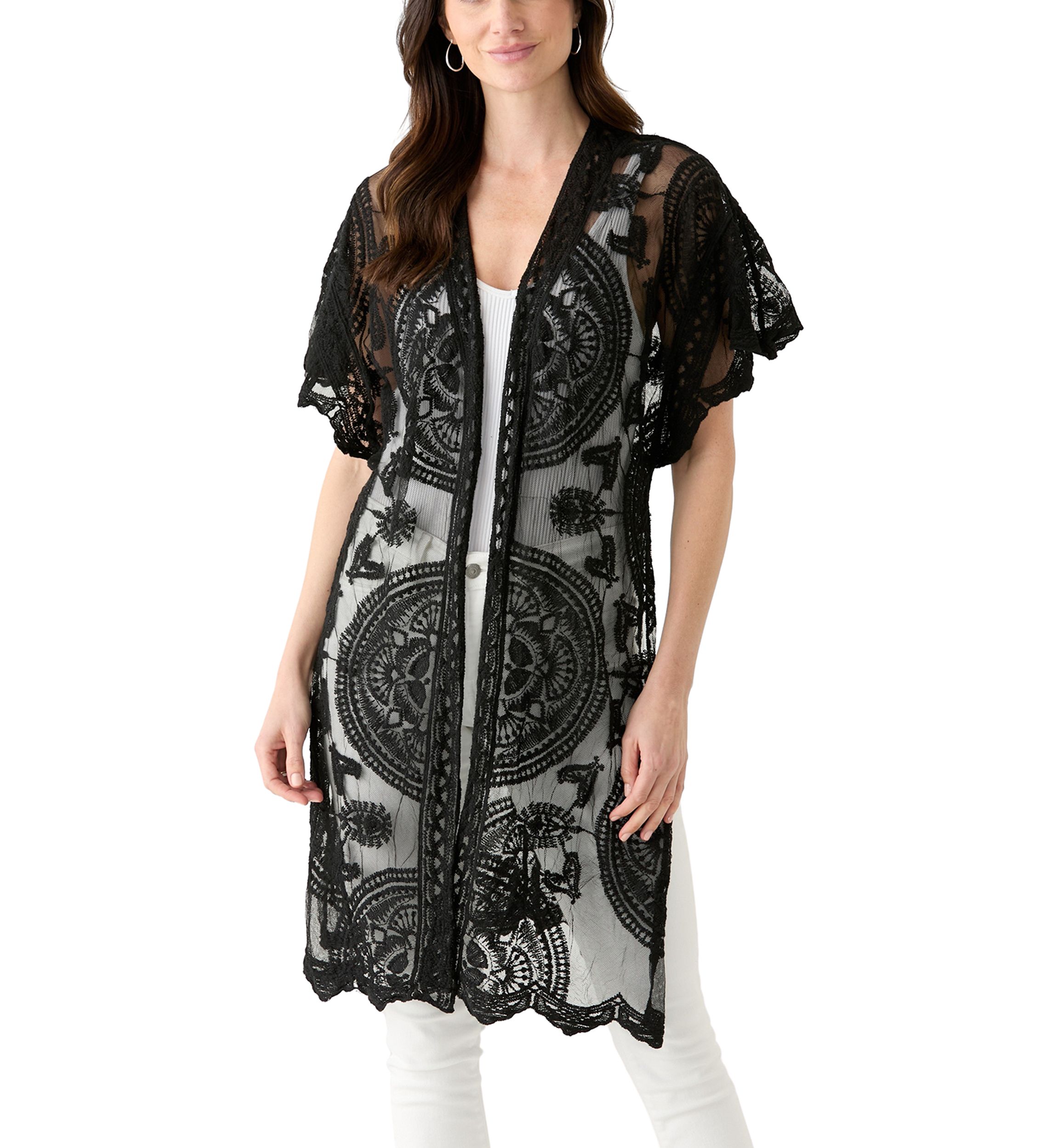 Scallop Lace Flutter Sleeve Wrap 