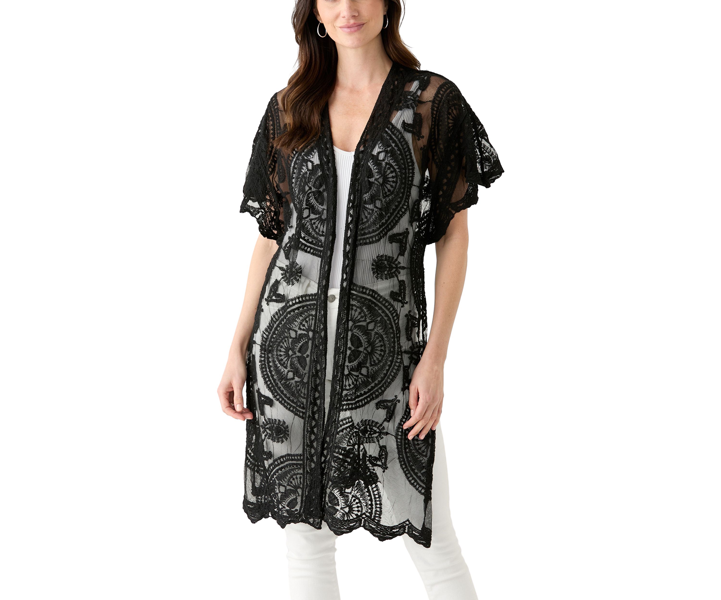 Scallop Lace Flutter Sleeve Wrap 