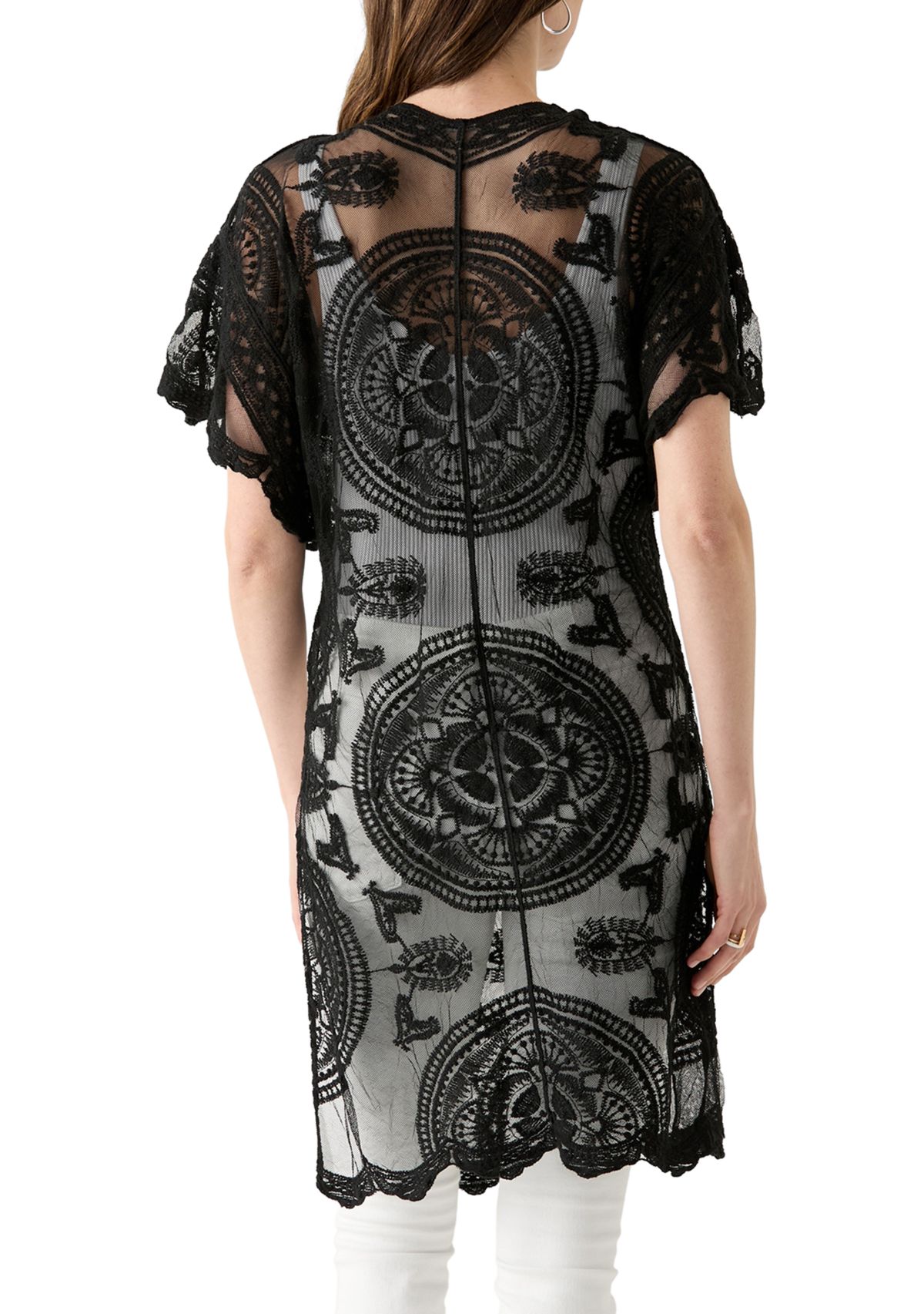 Scallop Lace Flutter Sleeve Wrap 