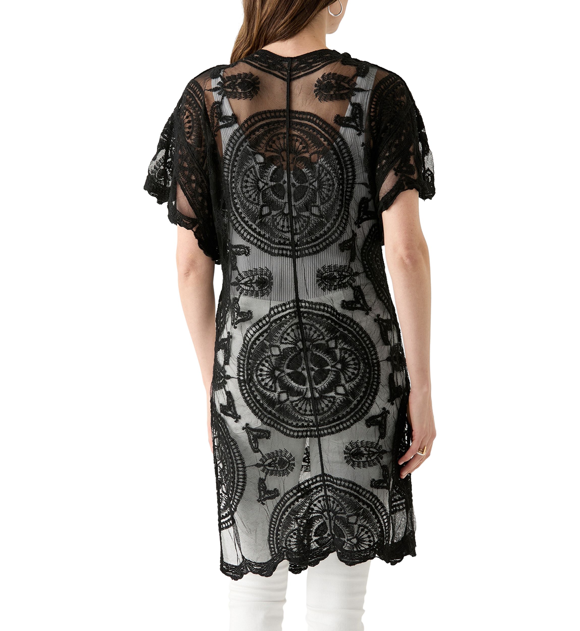 Scallop Lace Flutter Sleeve Wrap 