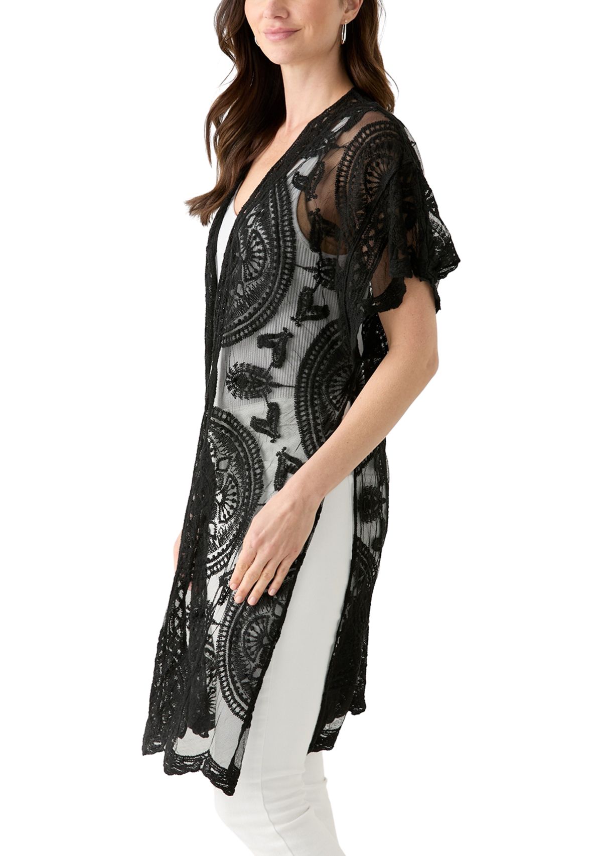 Scallop Lace Flutter Sleeve Wrap 