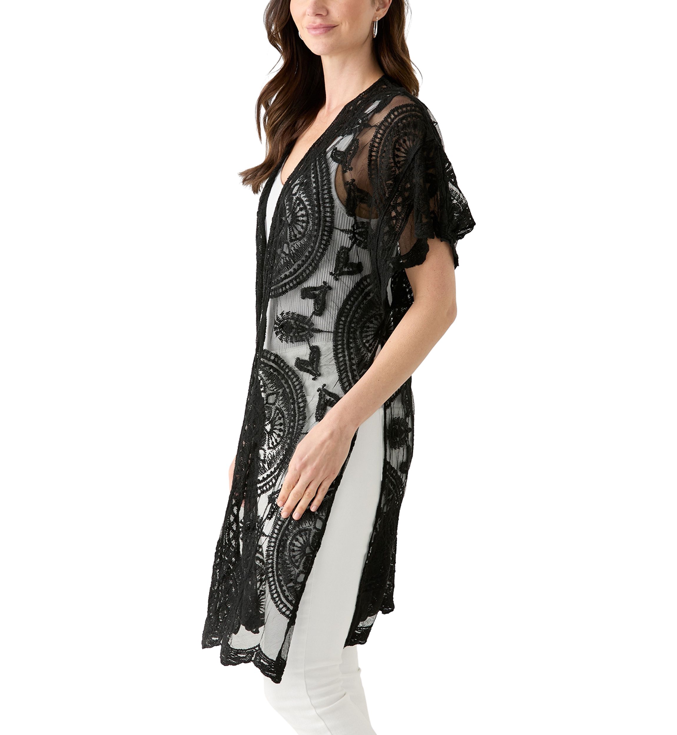 Scallop Lace Flutter Sleeve Wrap 