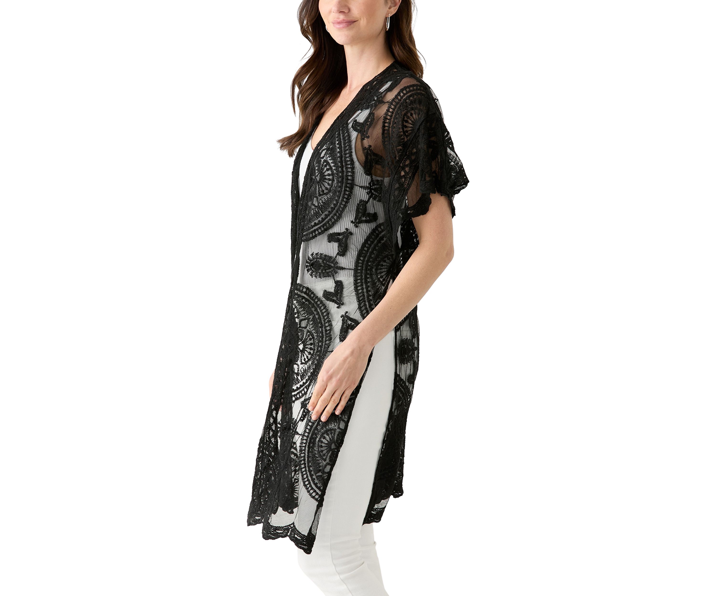 Scallop Lace Flutter Sleeve Wrap 