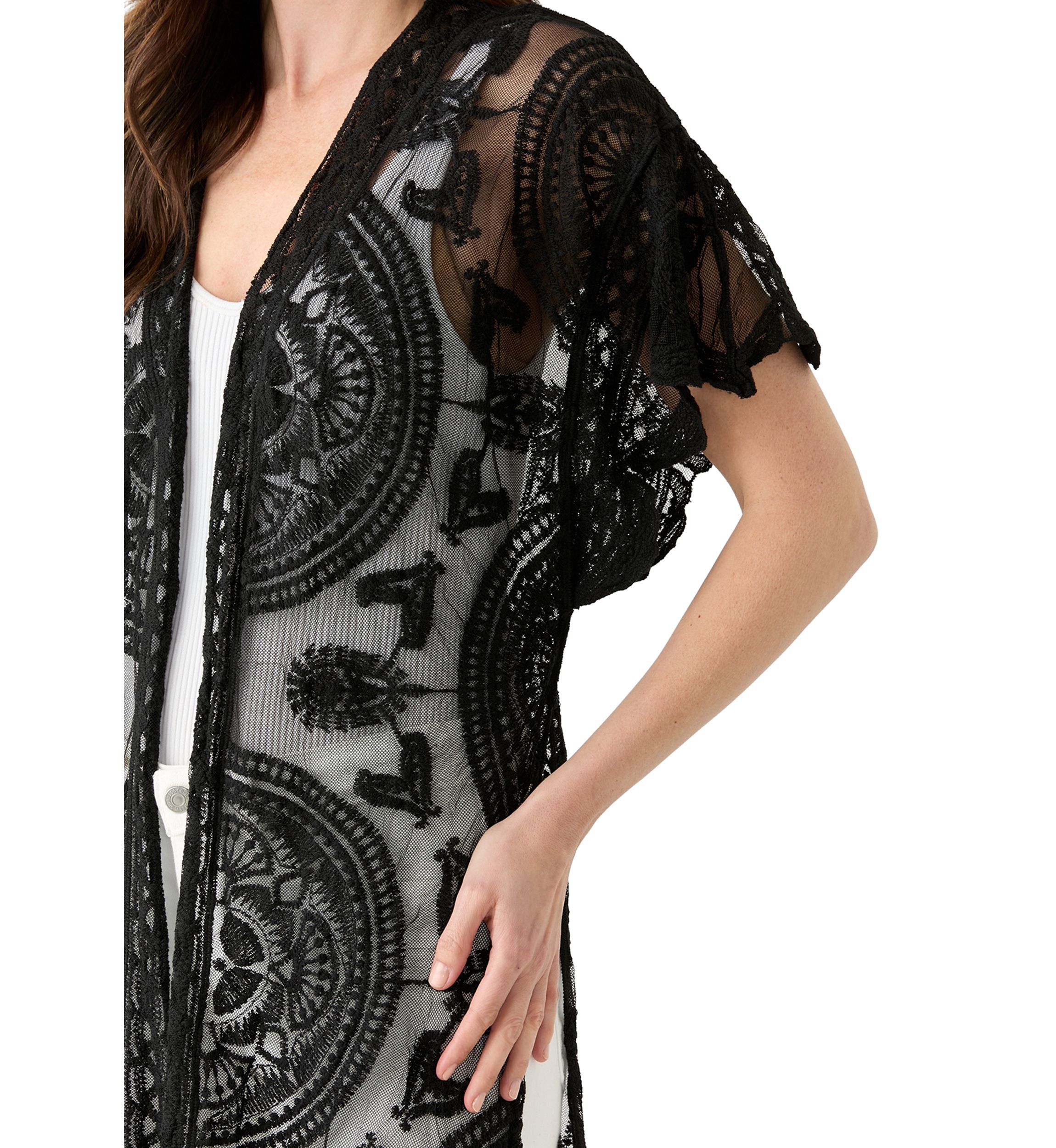 Scallop Lace Flutter Sleeve Wrap 