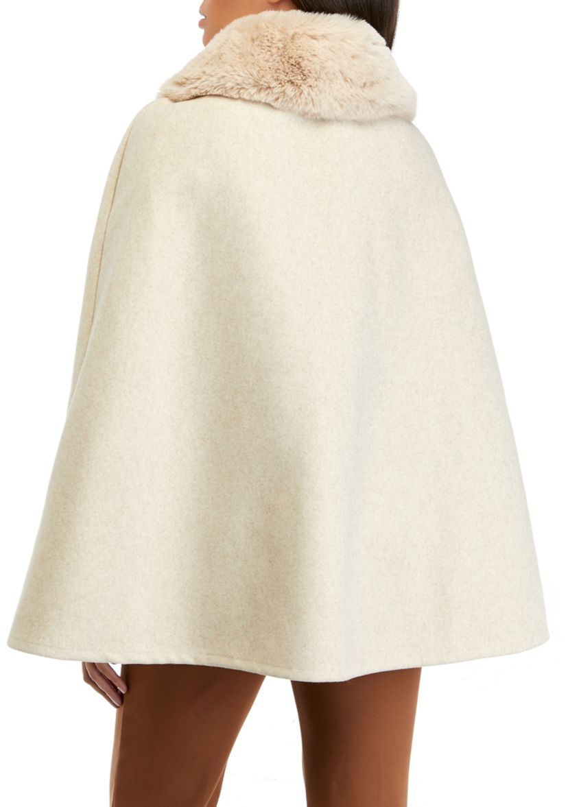 Womens Solid Faux Fur Cape