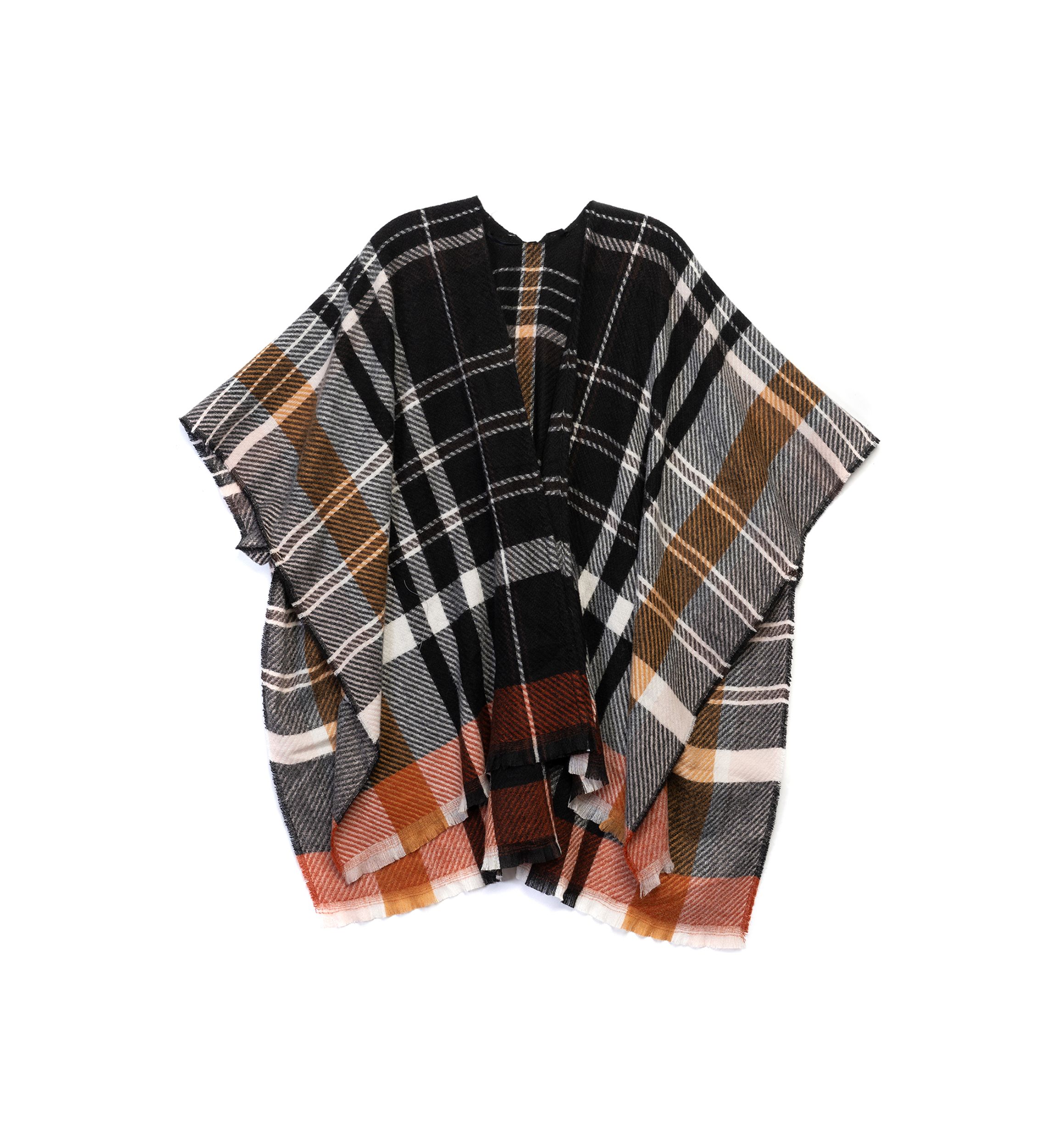 Womens Oversized Plaid Printed Feather Topper
