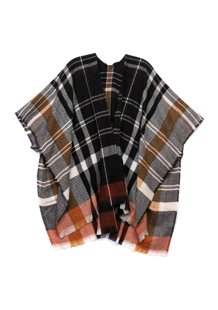 Womens Oversized Plaid Printed Feather Topper