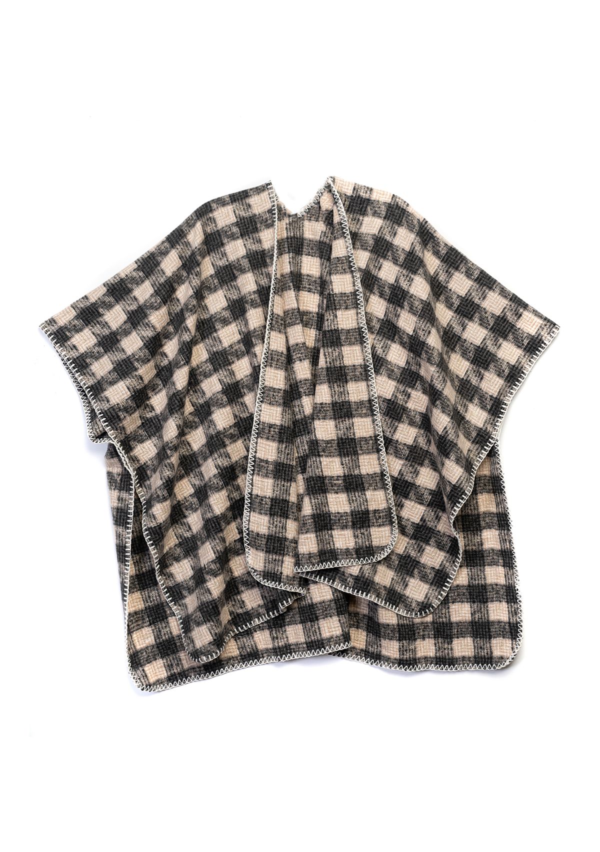 Womens Houndstooth Printed Whipstitch Topper