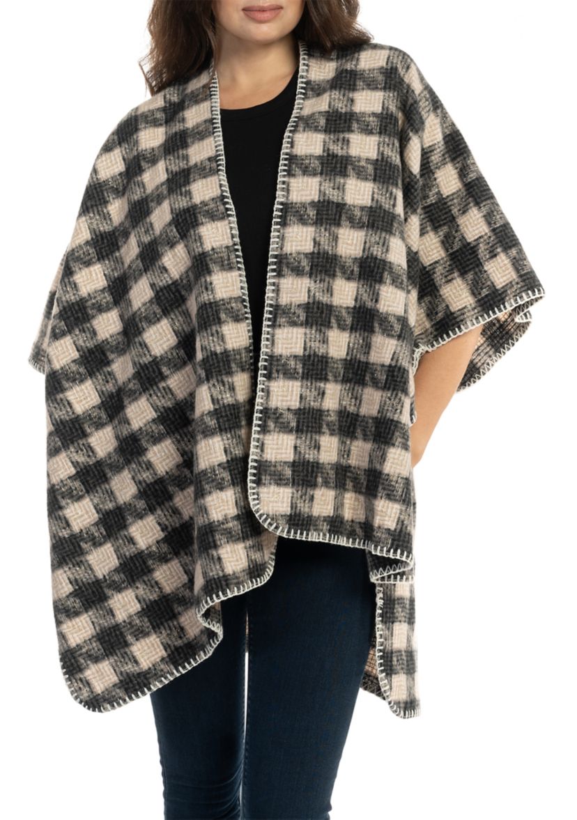 Womens Houndstooth Printed Whipstitch Topper