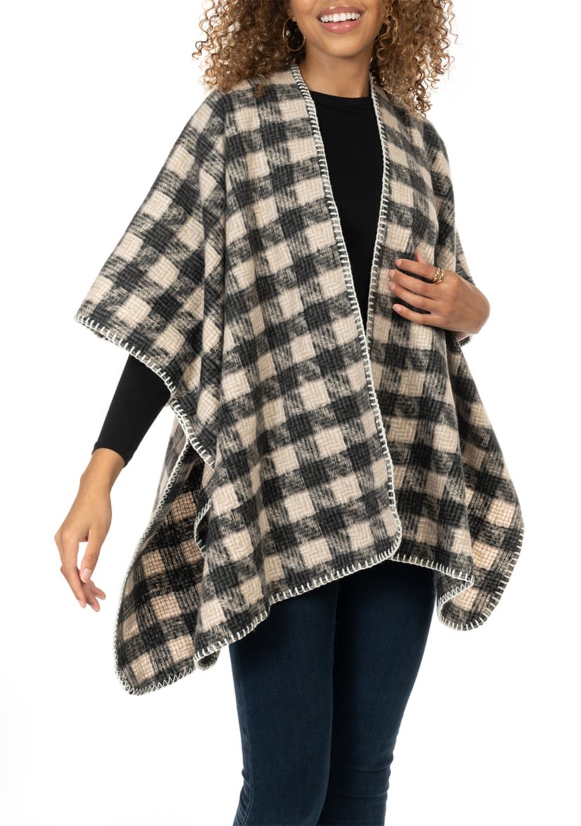 Womens Houndstooth Printed Whipstitch Topper