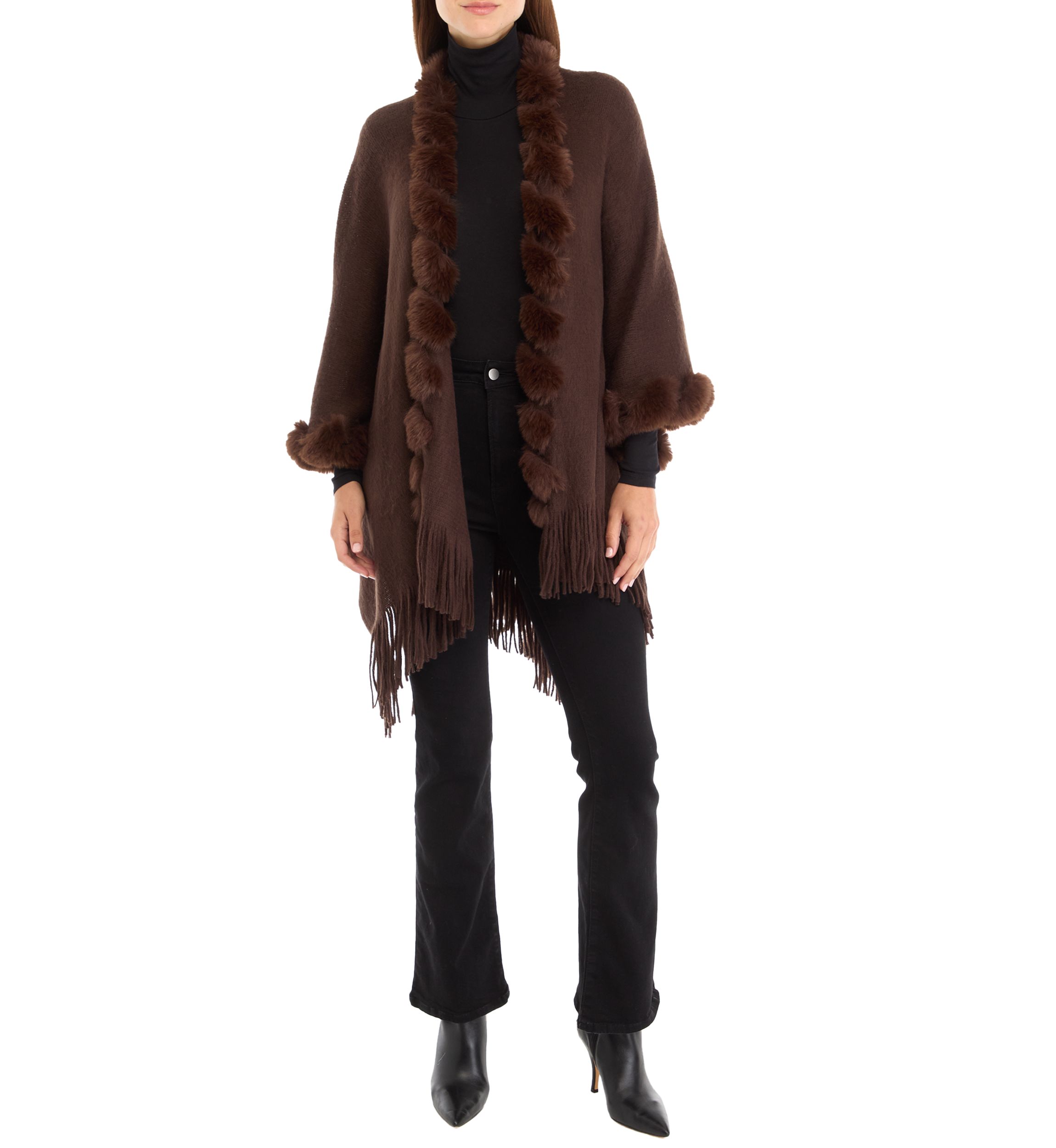 Womens Solid Twisted Fur Topper