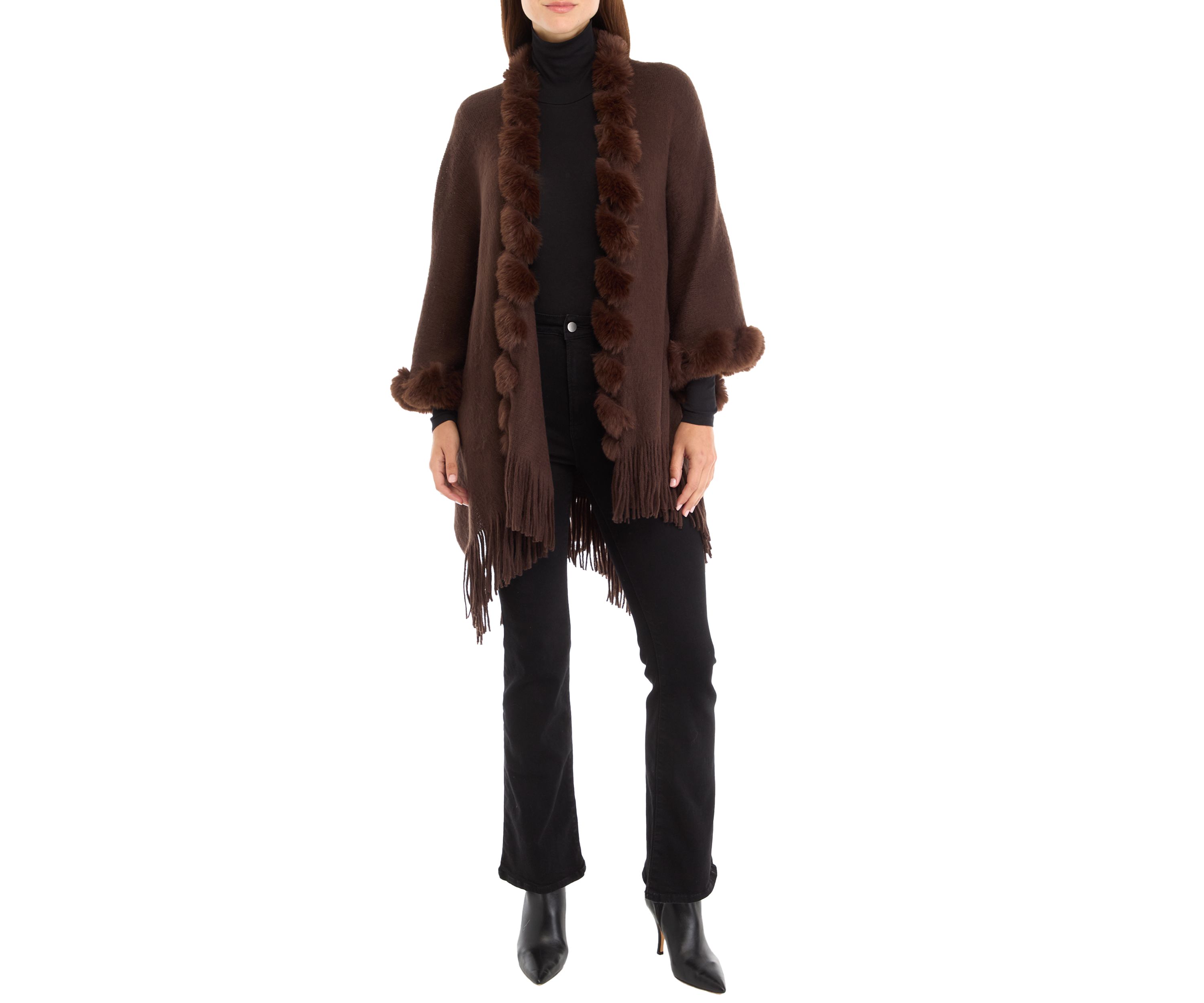 Womens Solid Twisted Fur Topper