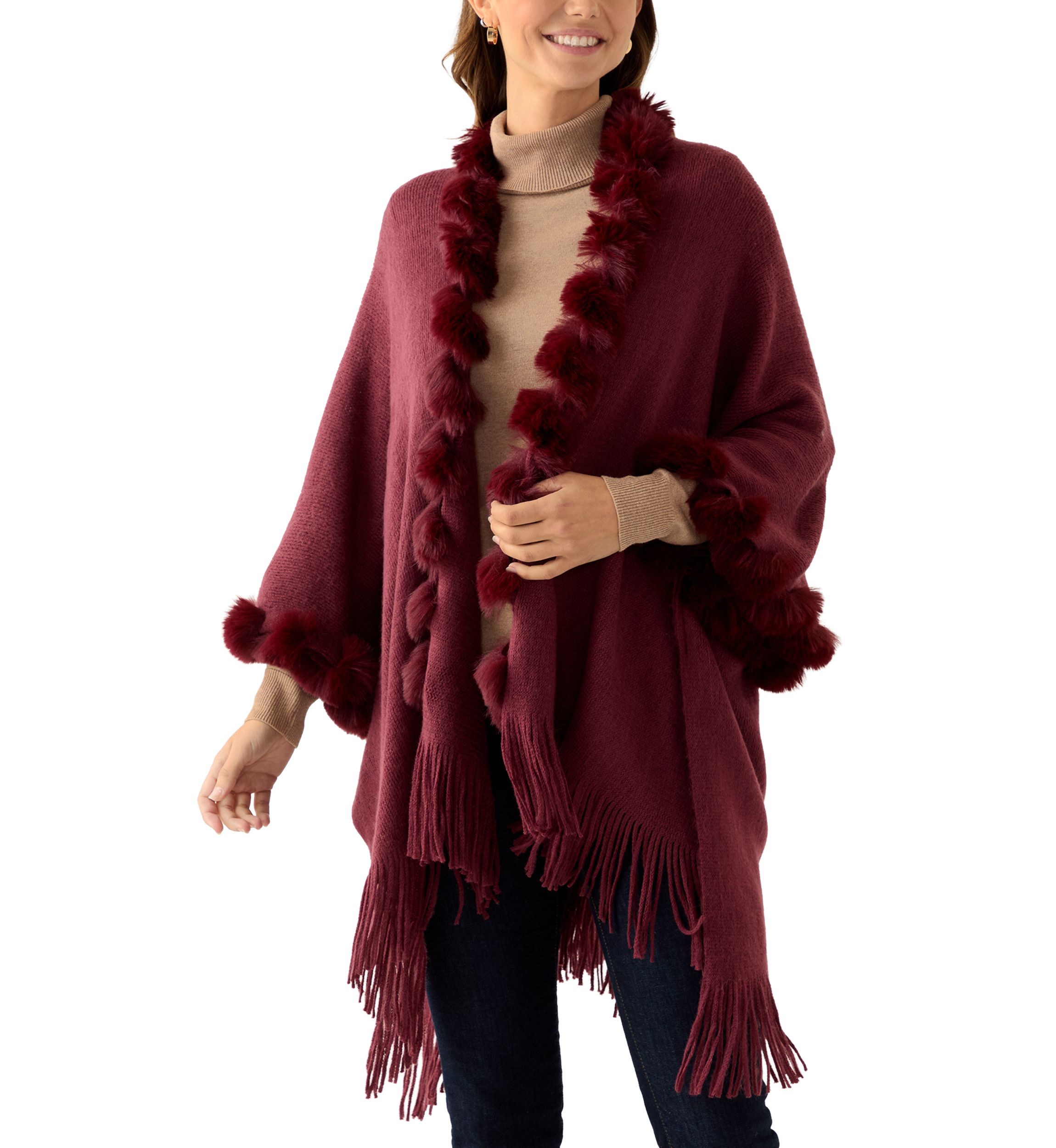 Womens Solid Twisted Fur Topper