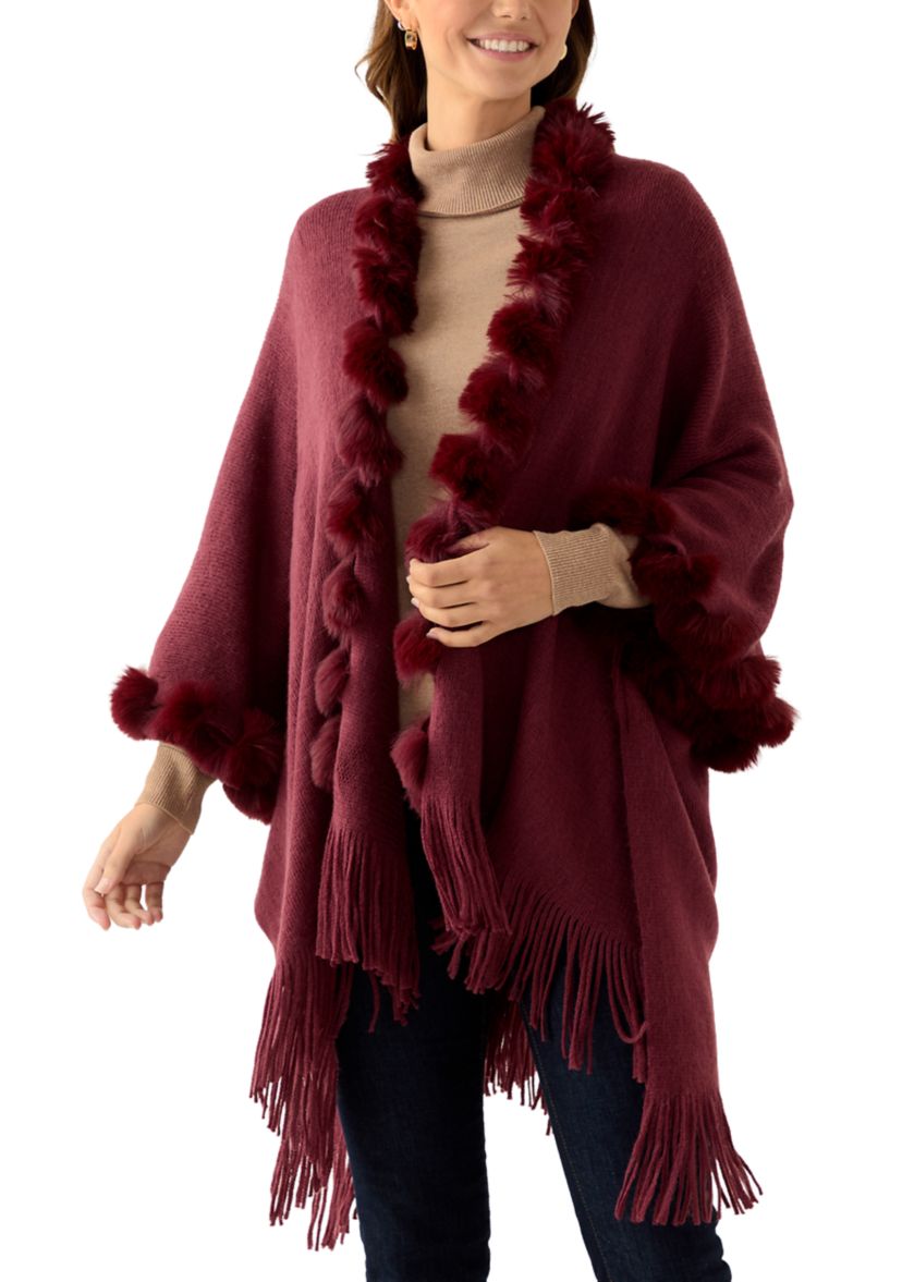 Womens Solid Twisted Fur Topper