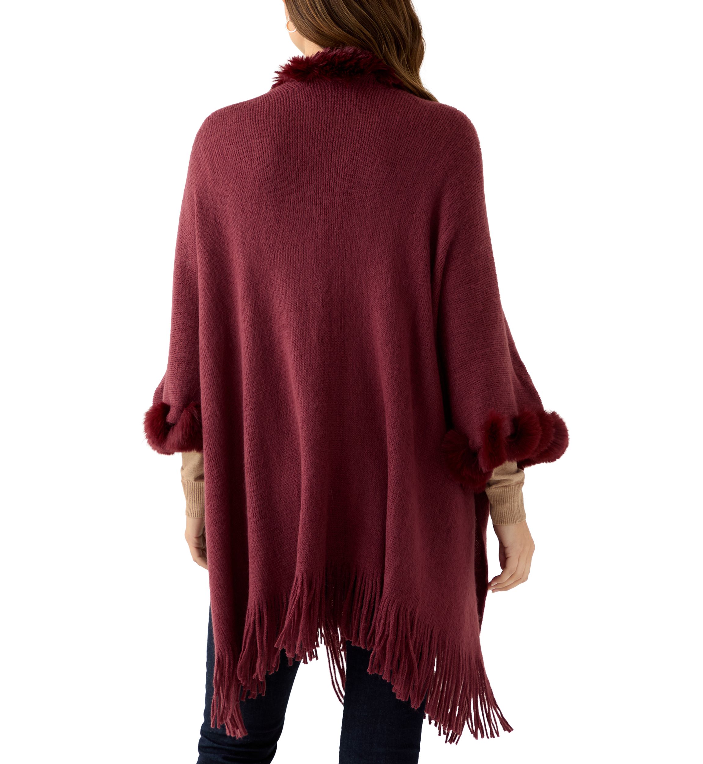 Womens Solid Twisted Fur Topper