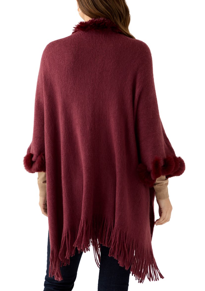 Womens Solid Twisted Fur Topper