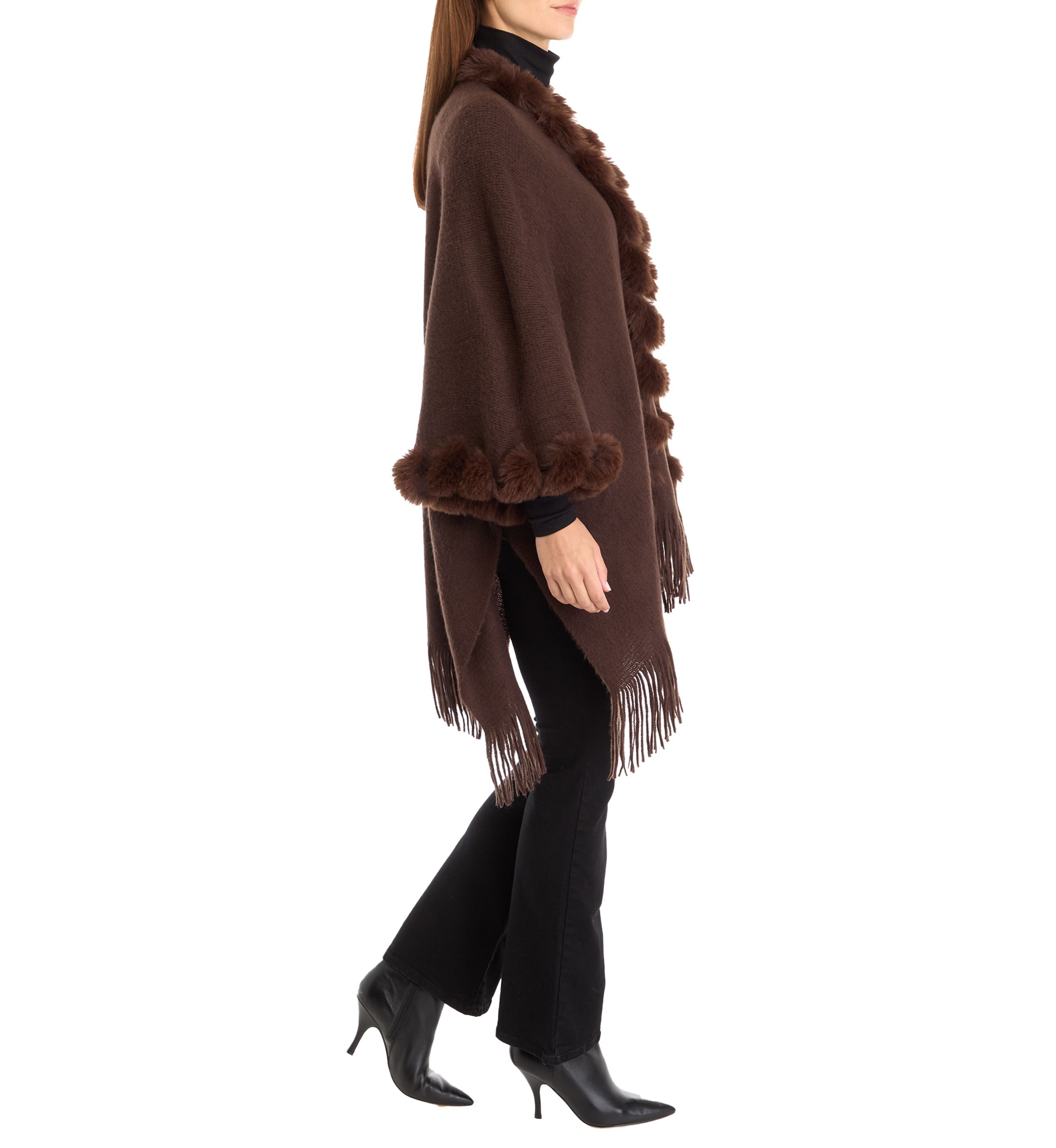 Womens Solid Twisted Fur Topper