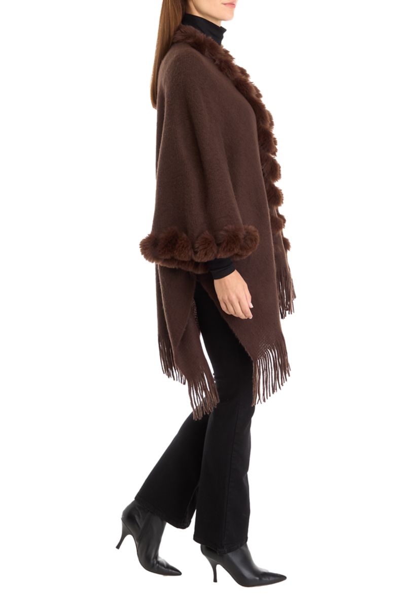 Womens Solid Twisted Fur Topper