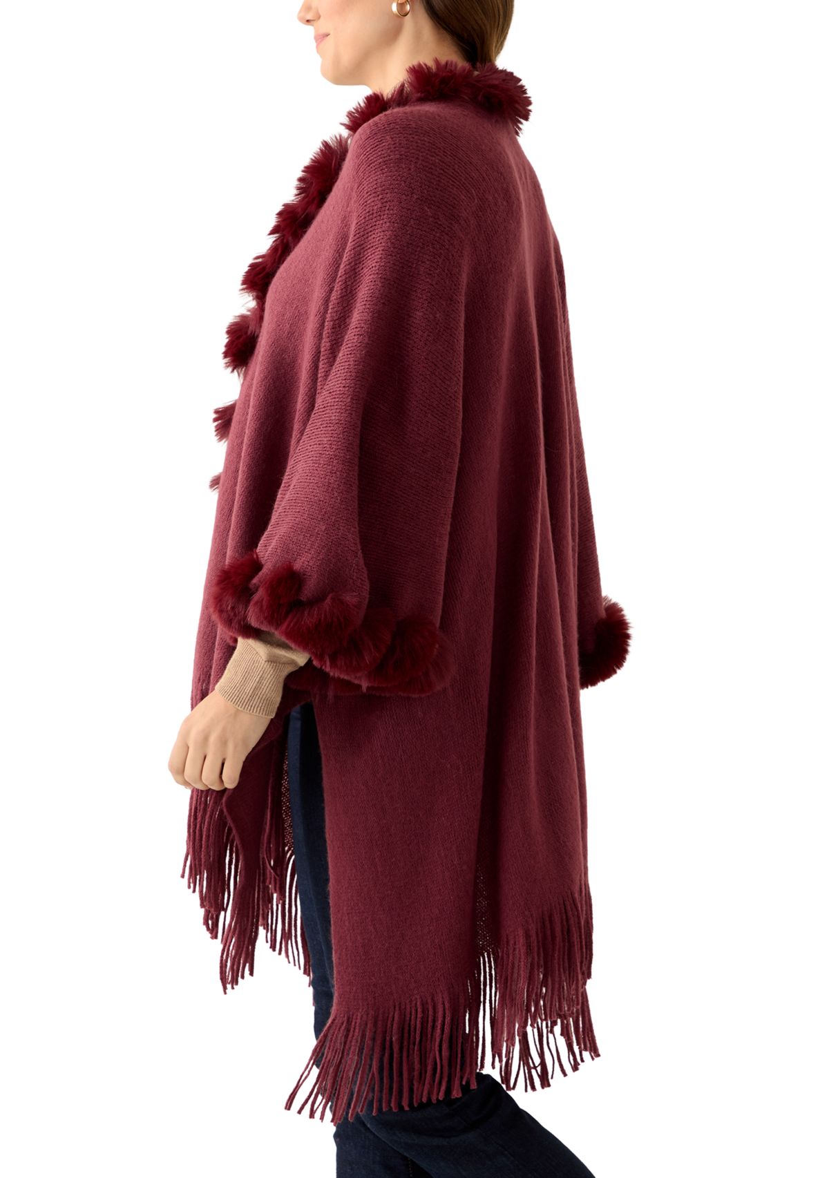 Womens Solid Twisted Fur Topper