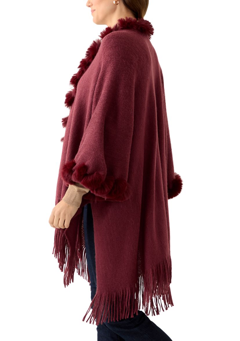 Womens Solid Twisted Fur Topper