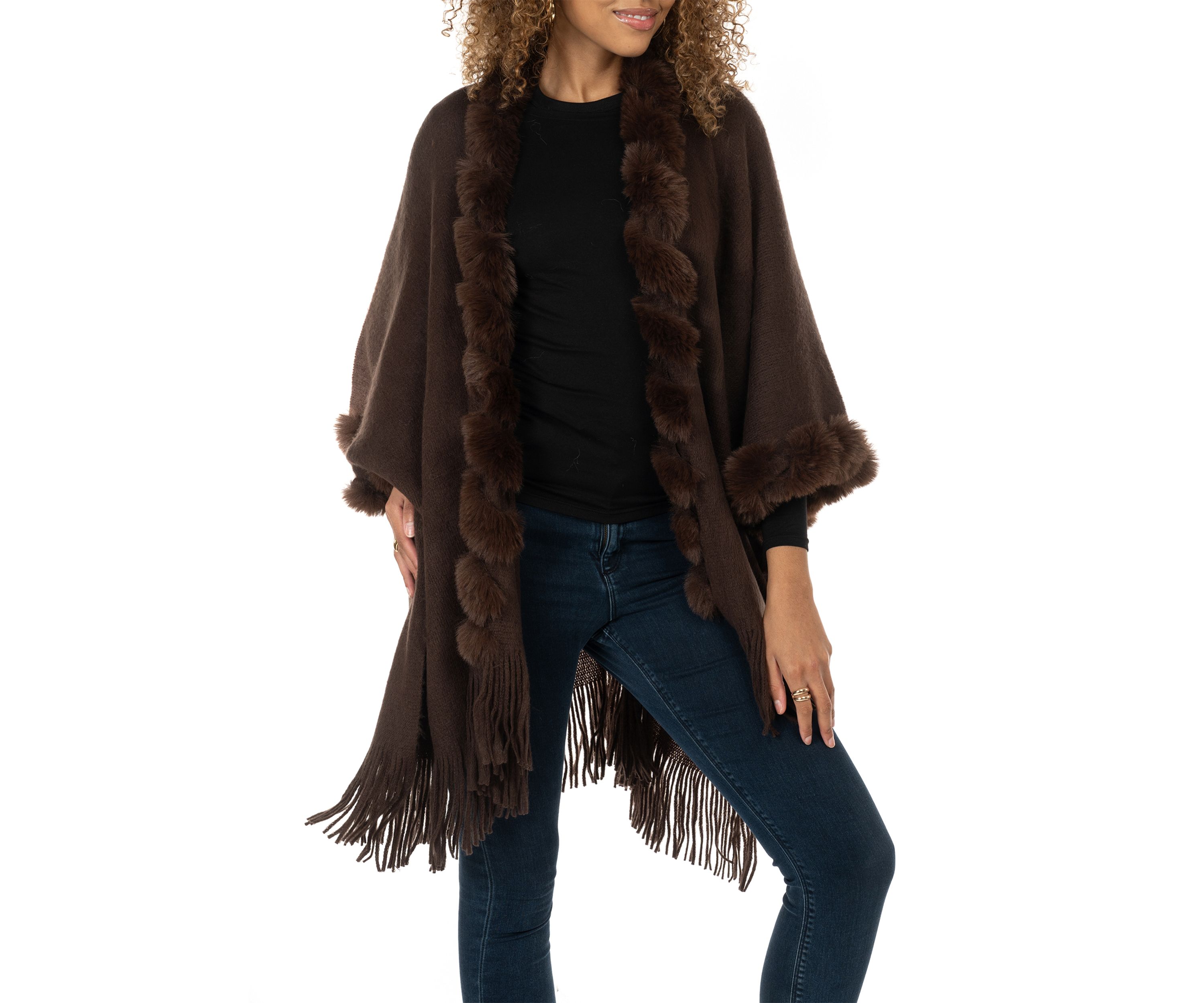 Womens Solid Twisted Fur Topper