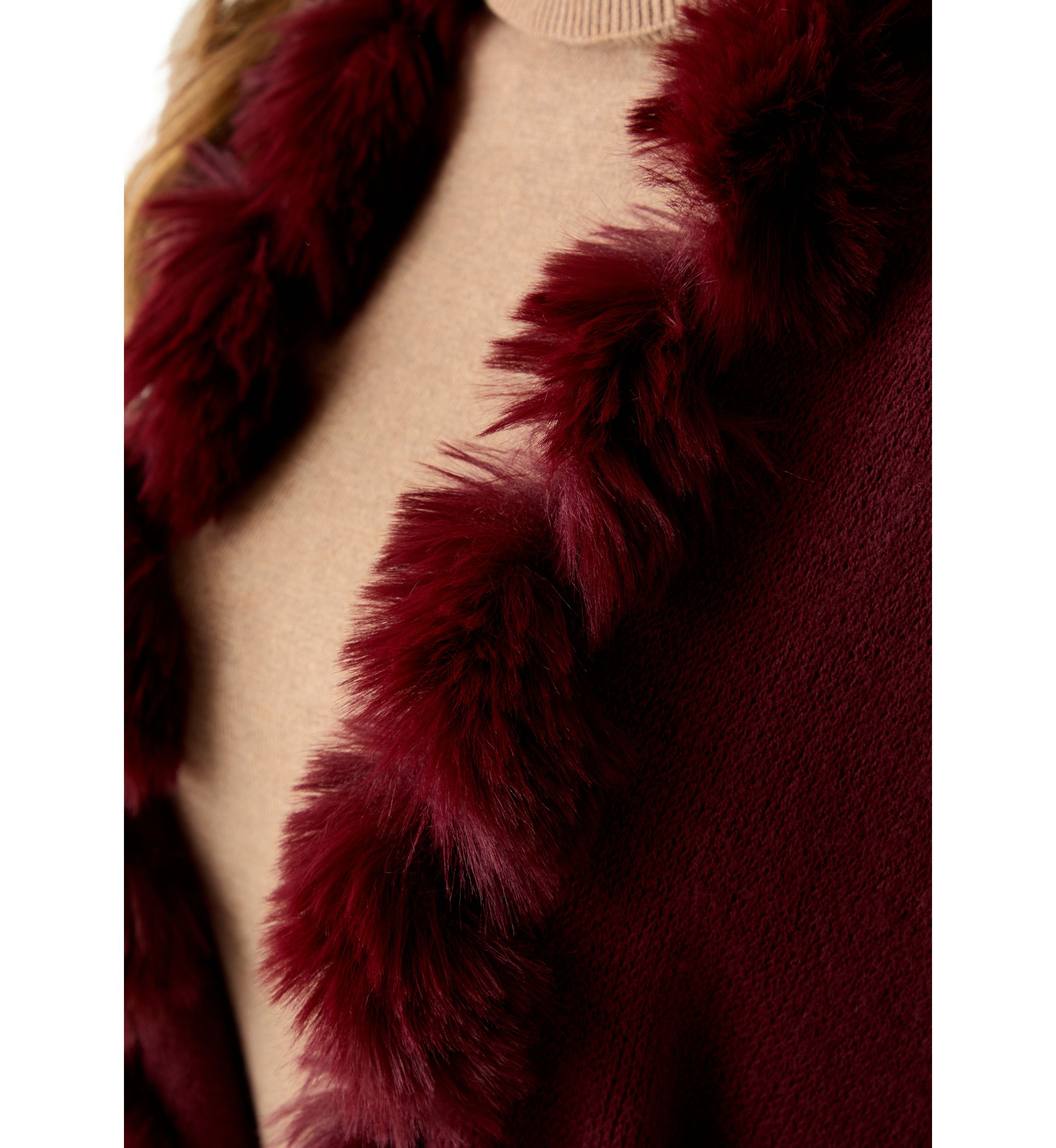 Womens Solid Twisted Fur Topper
