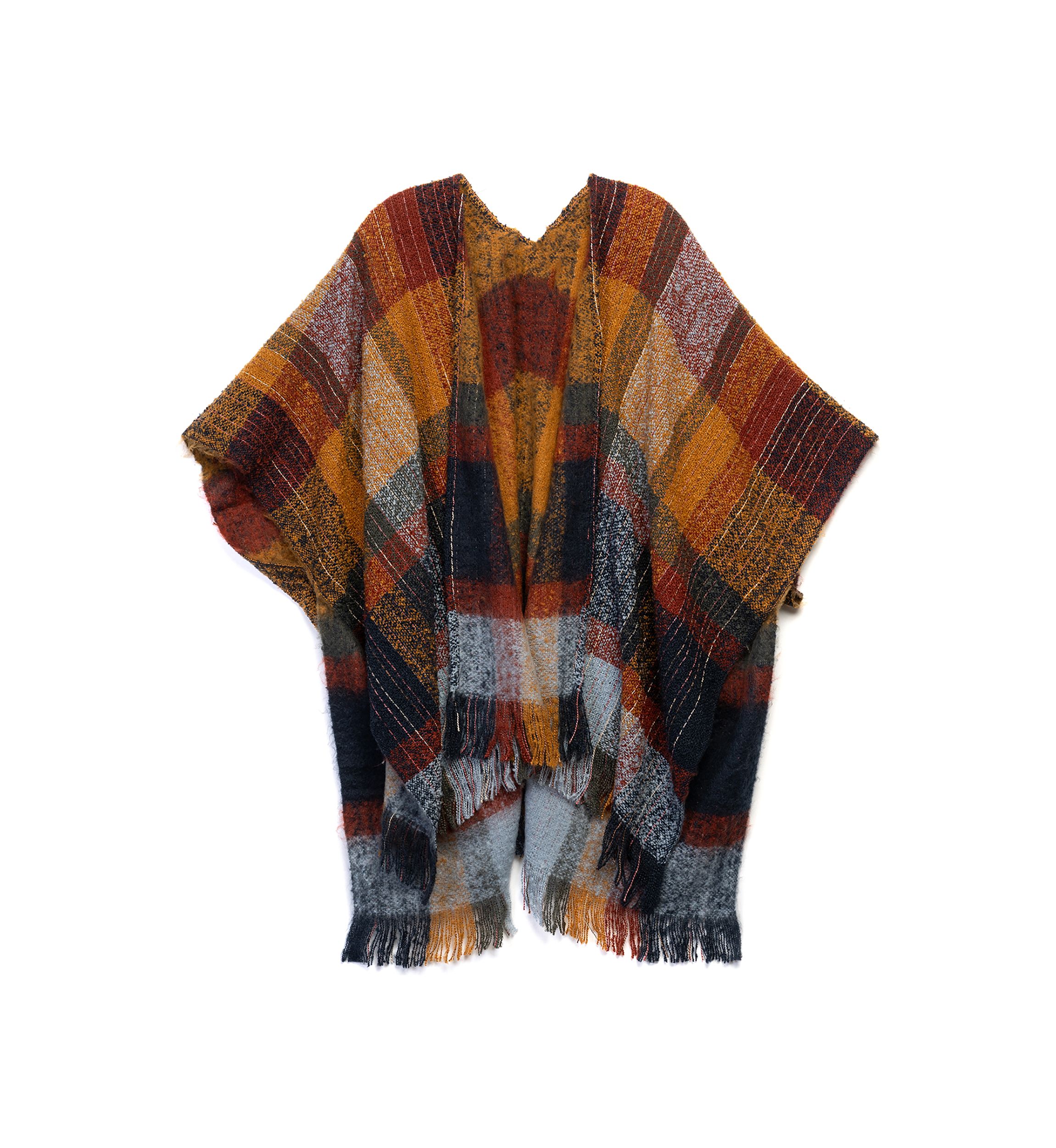 Womens Brushed Reversible Color Blocked Plaid Printed Topper