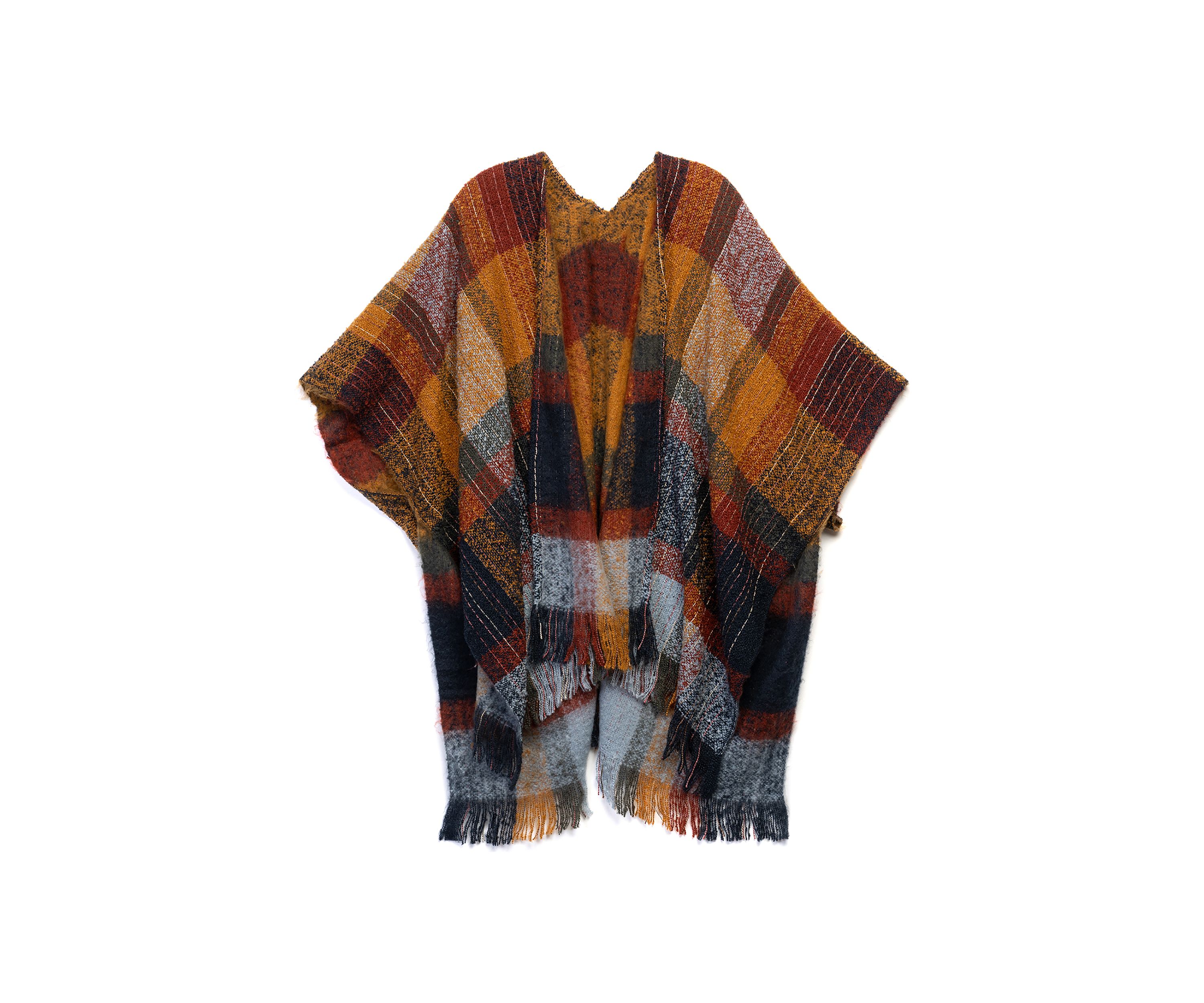 Womens Brushed Reversible Color Blocked Plaid Printed Topper