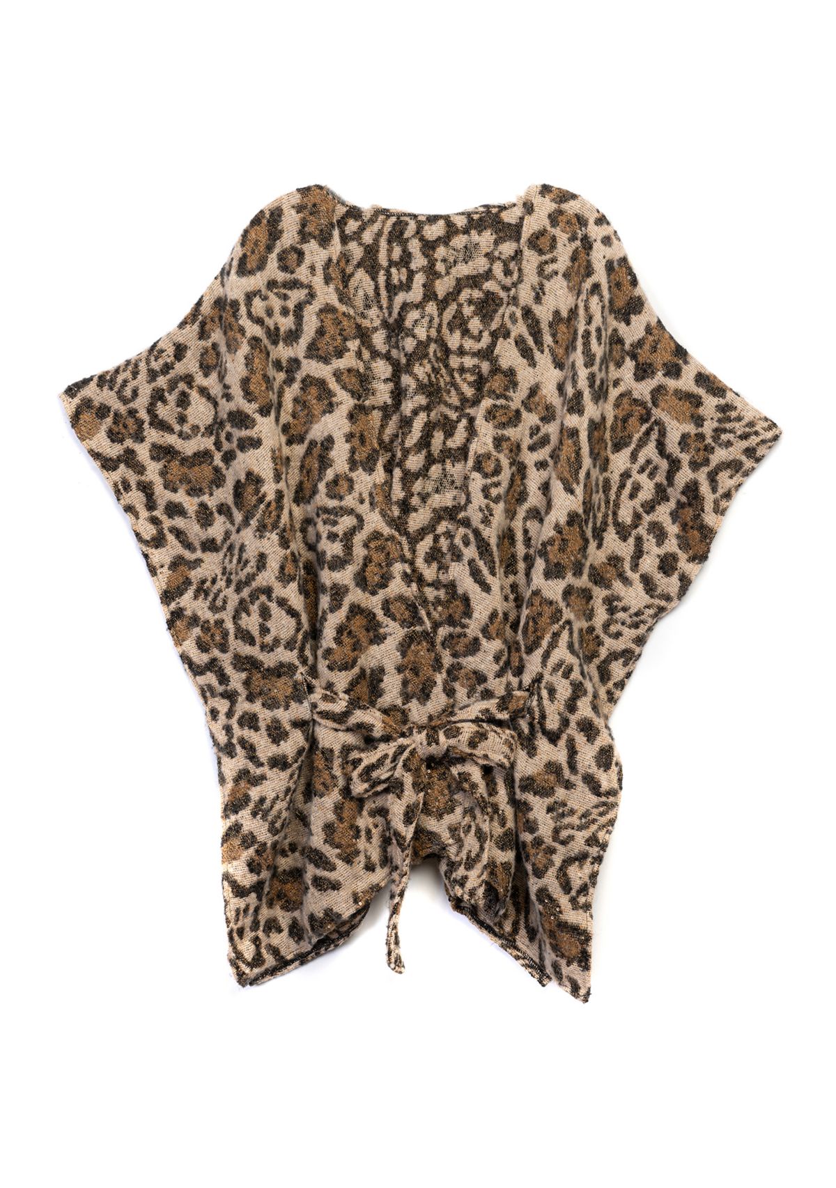 Womens Animal Printed Jacquard Belted Topper
