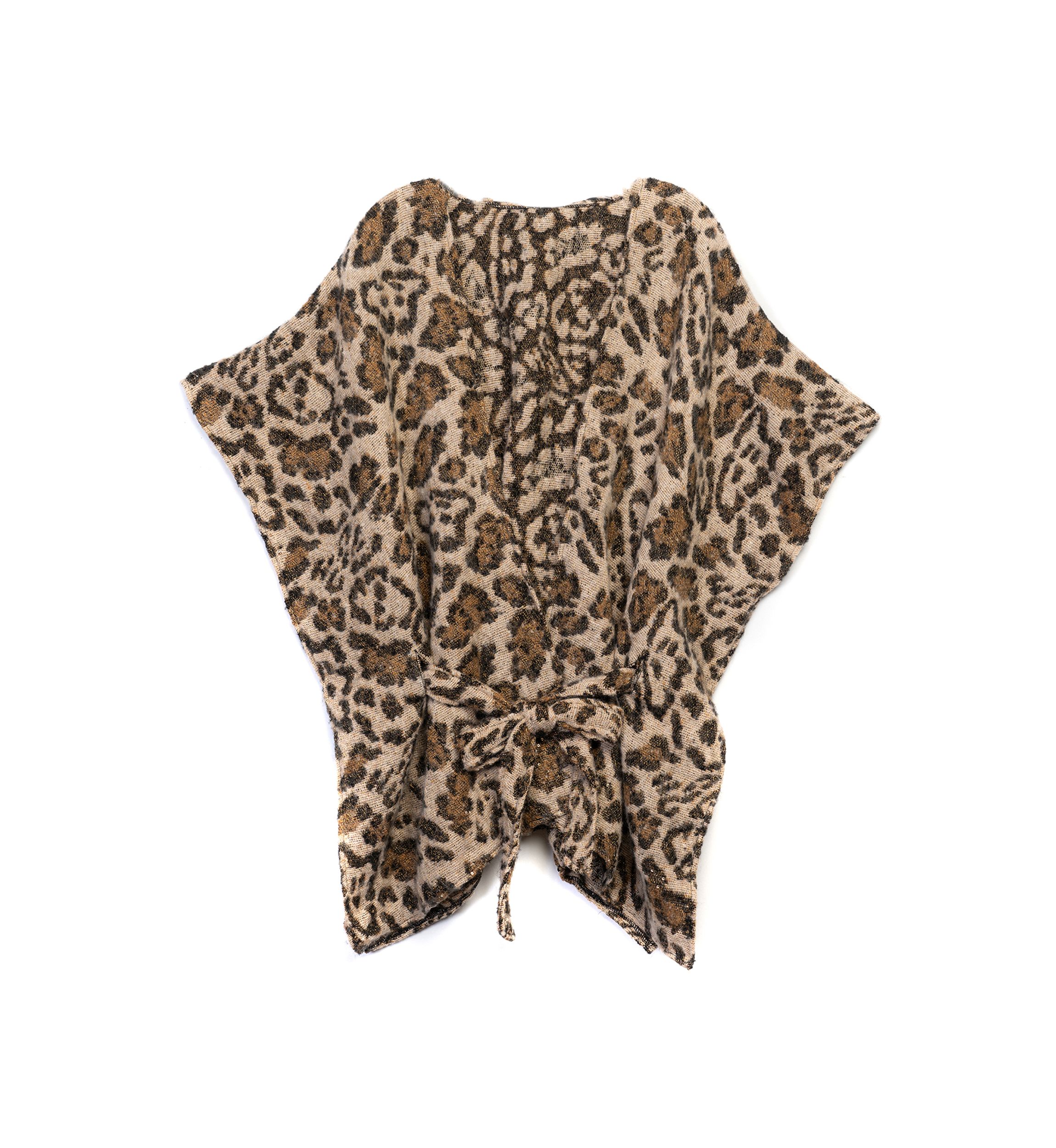 Womens Animal Printed Jacquard Belted Topper