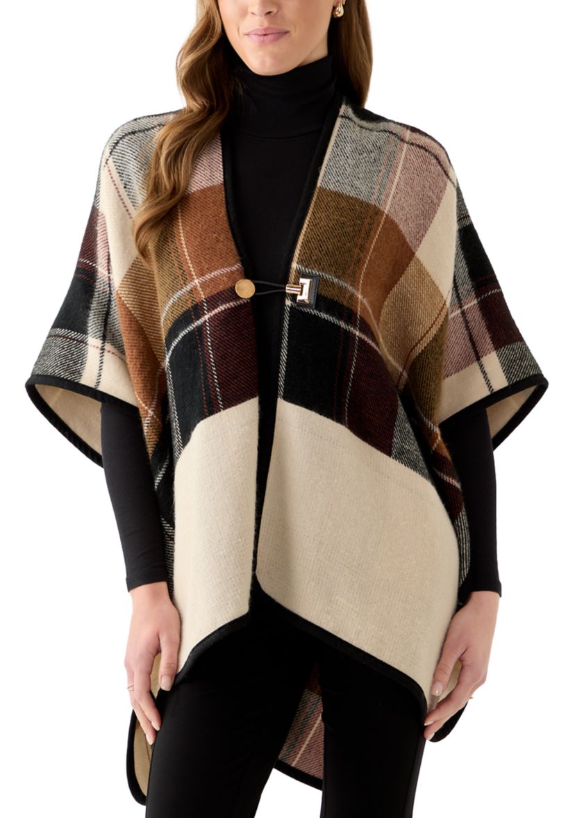 Womens Plaid Reversible Topper with Toggle