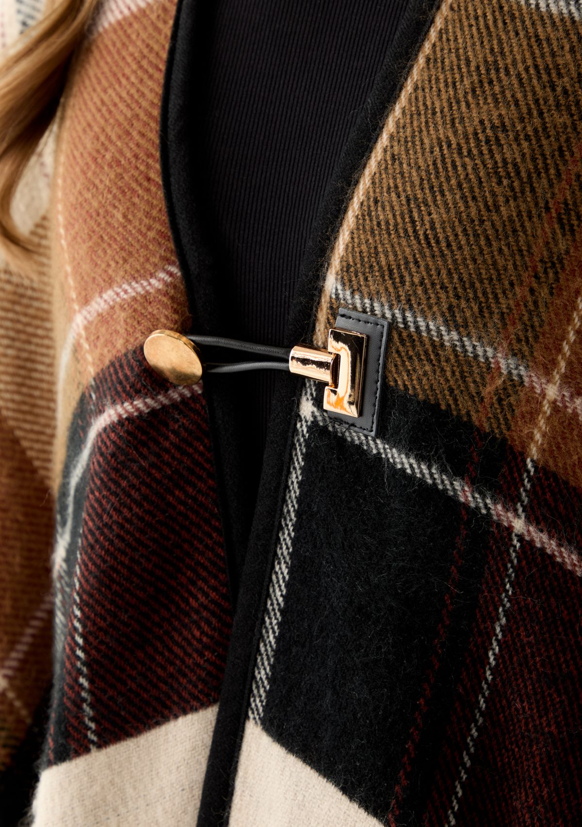 Womens Plaid Reversible Topper with Toggle