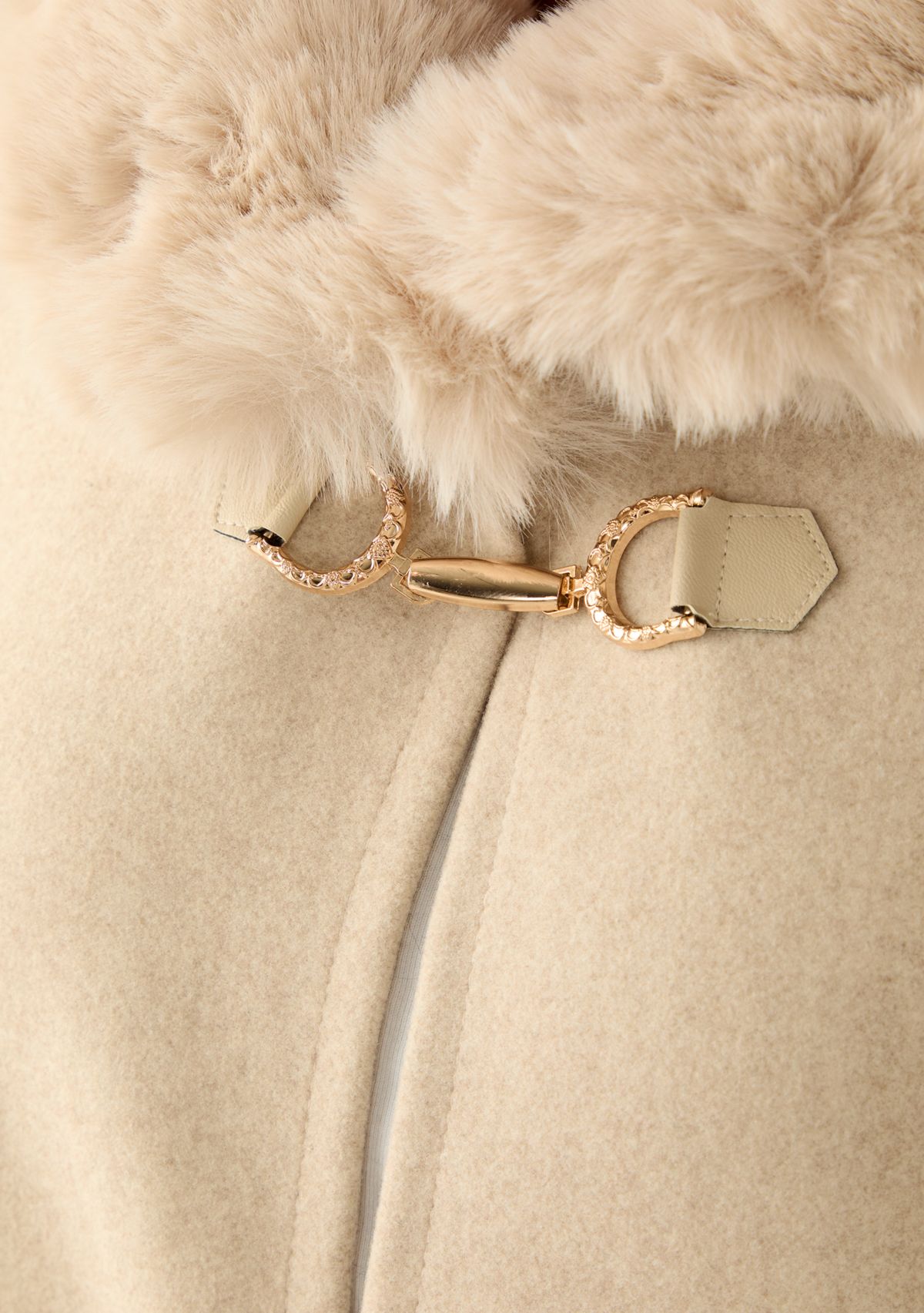 Womens Faux Fur Collar Cape Topper 