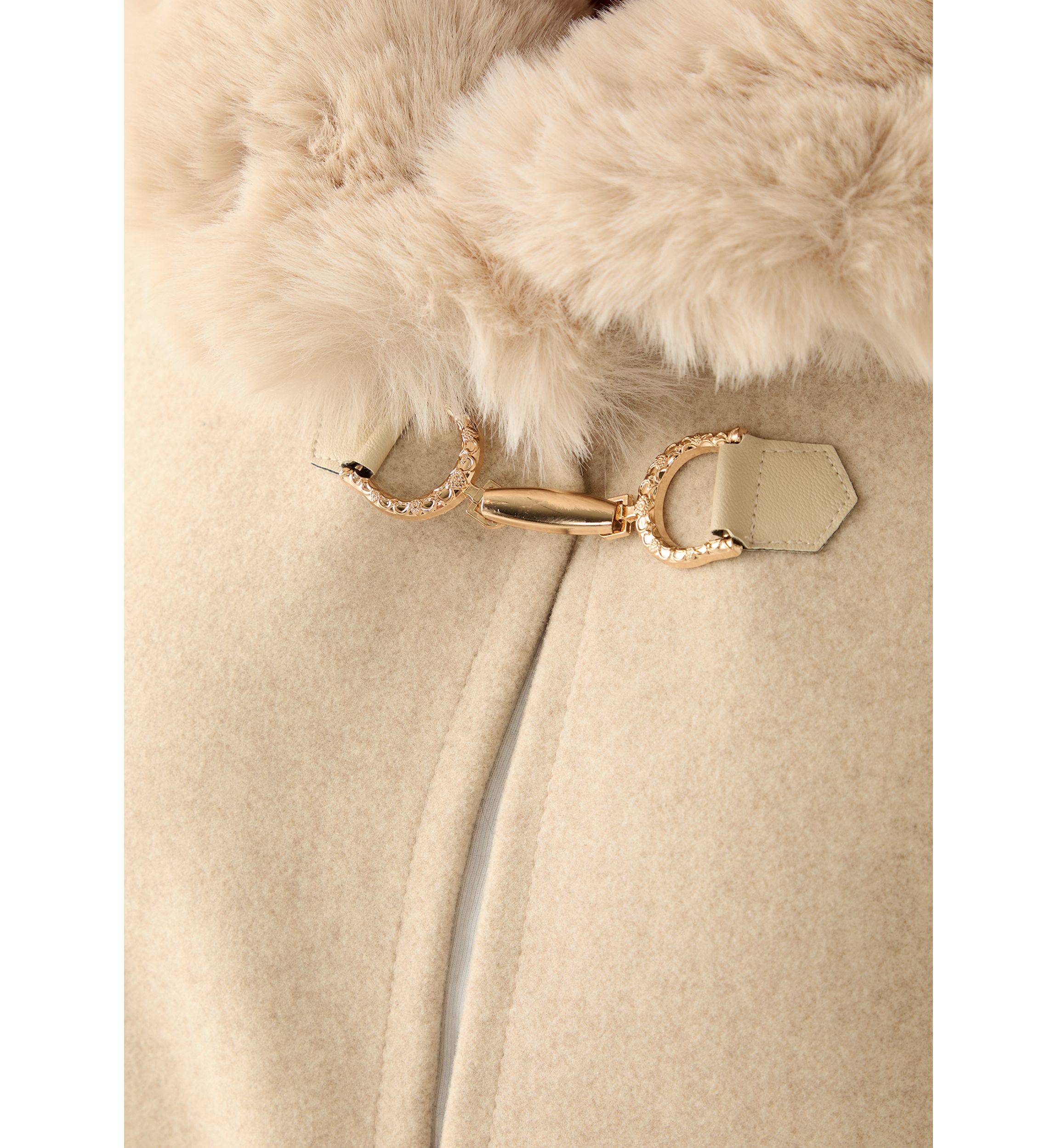 Womens Faux Fur Collar Cape Topper 