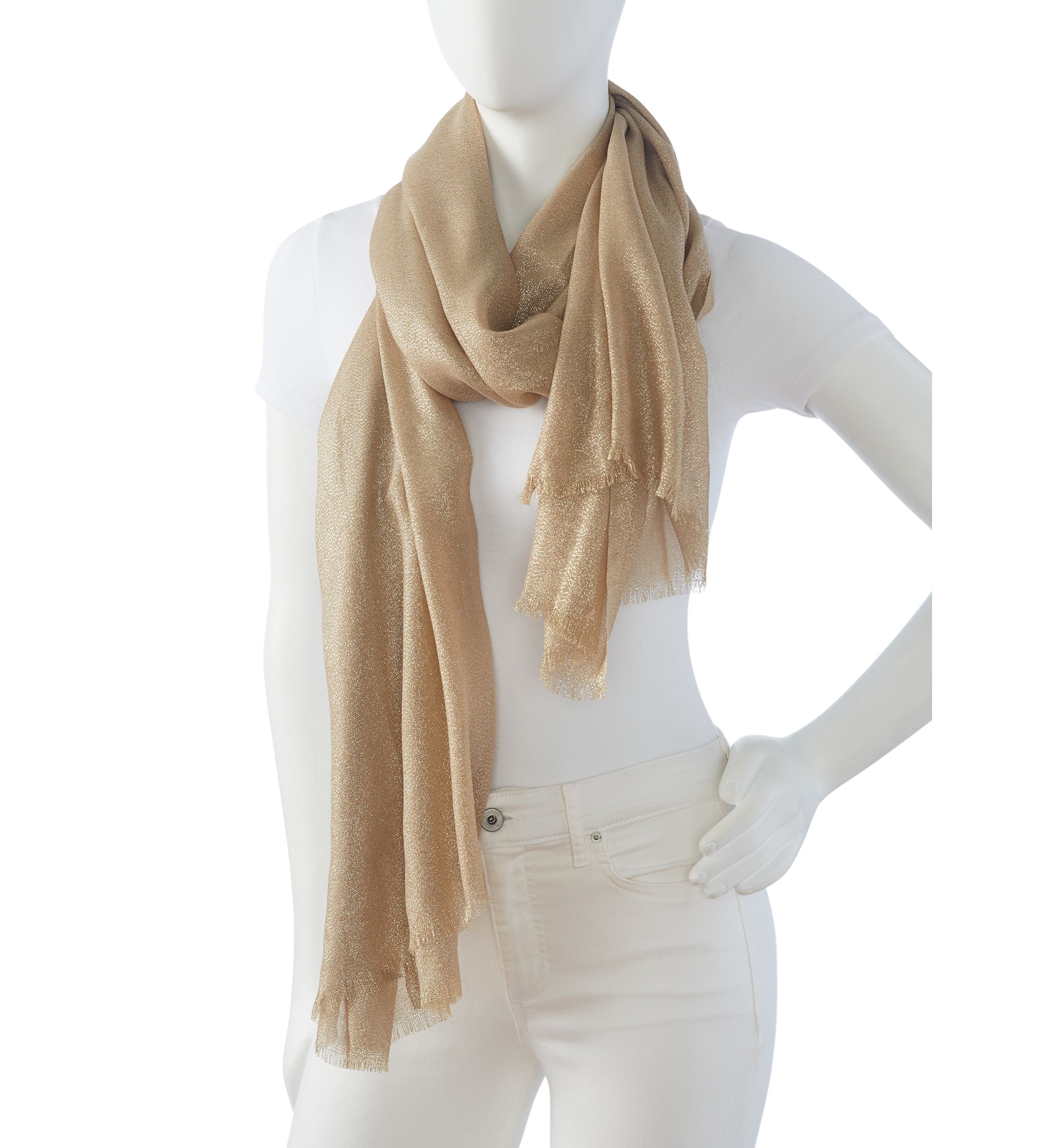 Womens Solid Shimmer Wrap Scarf