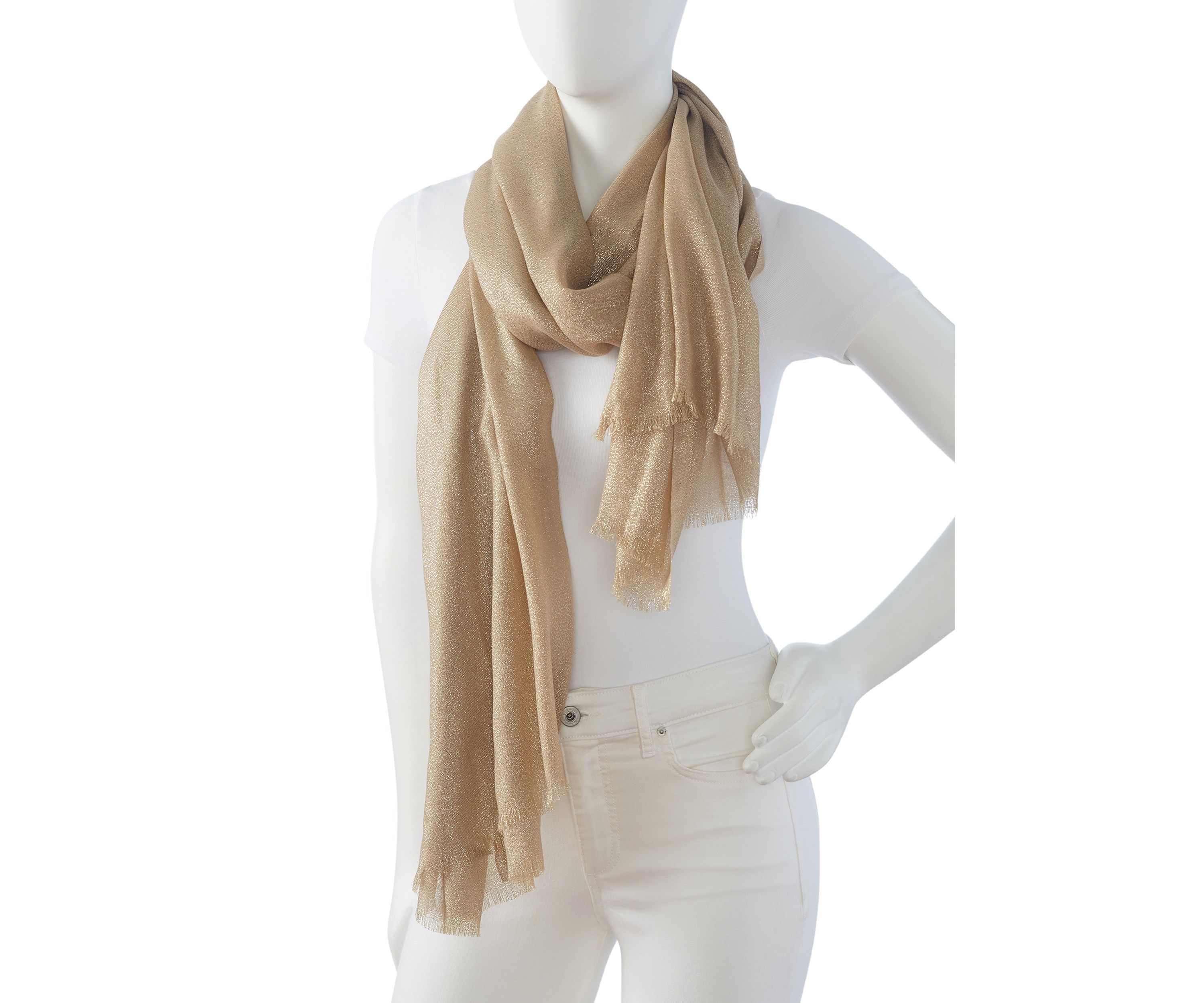 Womens Solid Shimmer Wrap Scarf