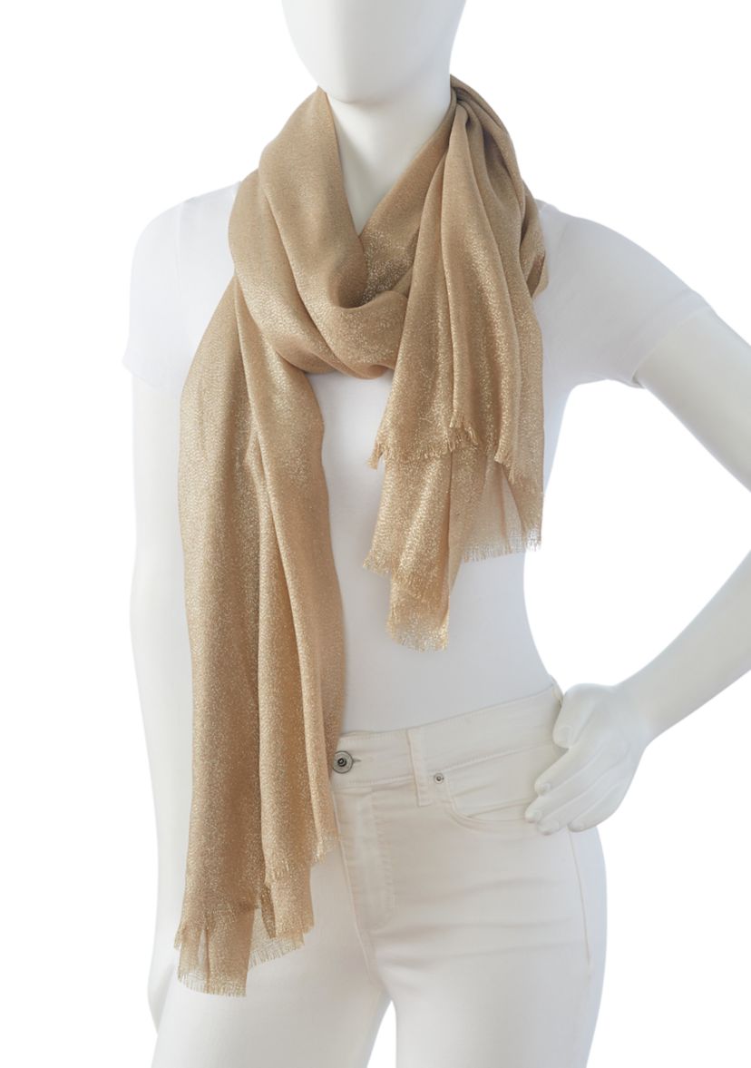 Womens Solid Shimmer Wrap Scarf
