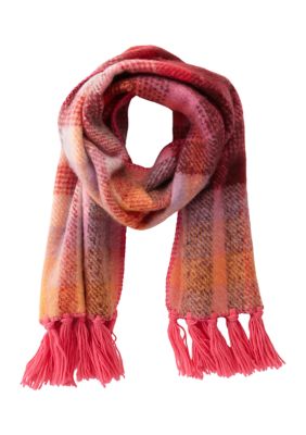 Vince Camuto Women's Plaid Blanket Wrap Scarf With Whipstitch