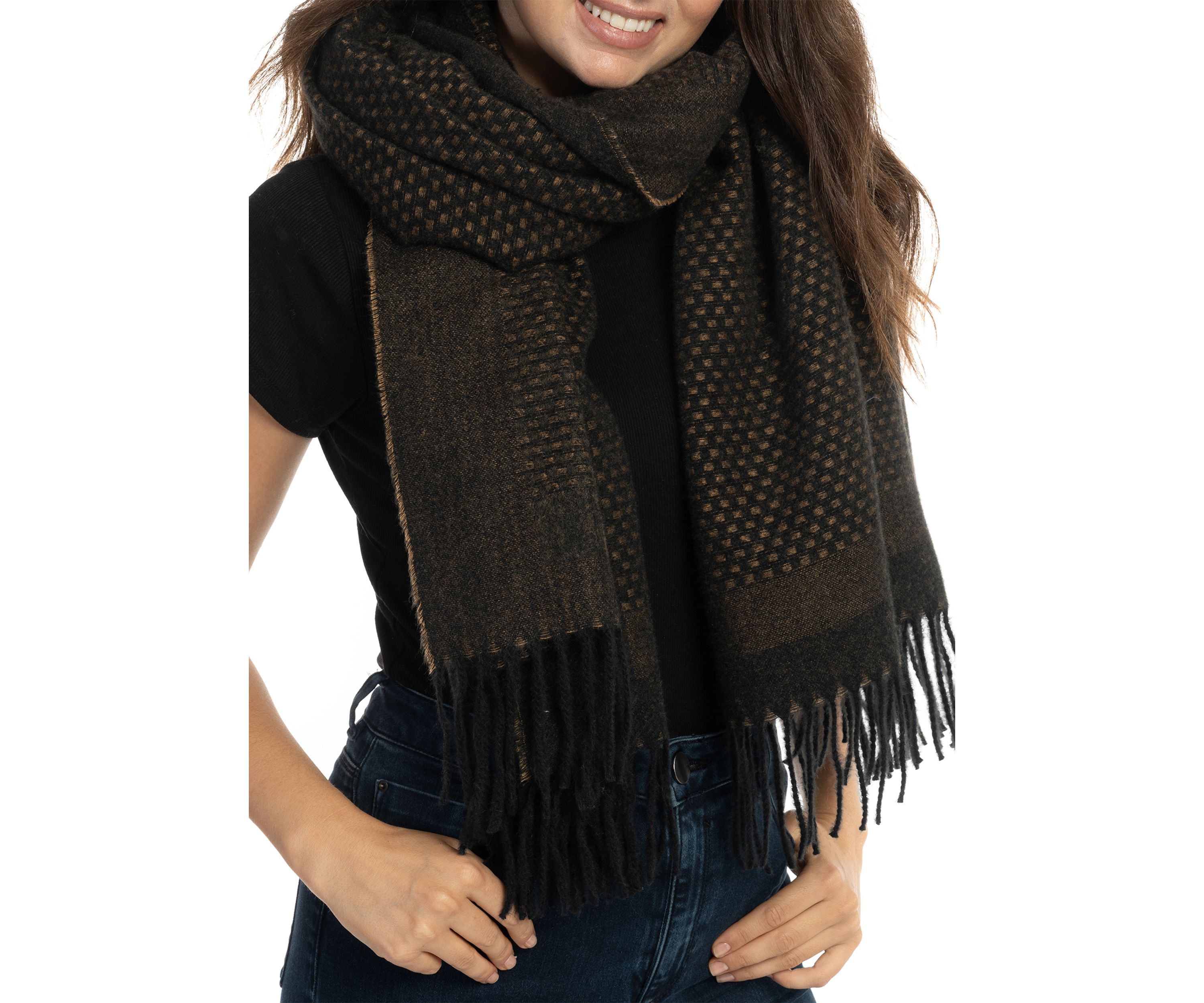 Womens Basket Weave Feather Soft Scarf