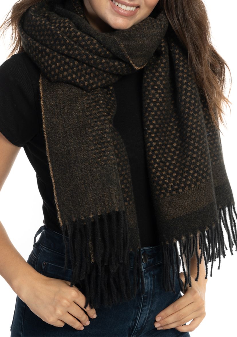 Womens Basket Weave Feather Soft Scarf