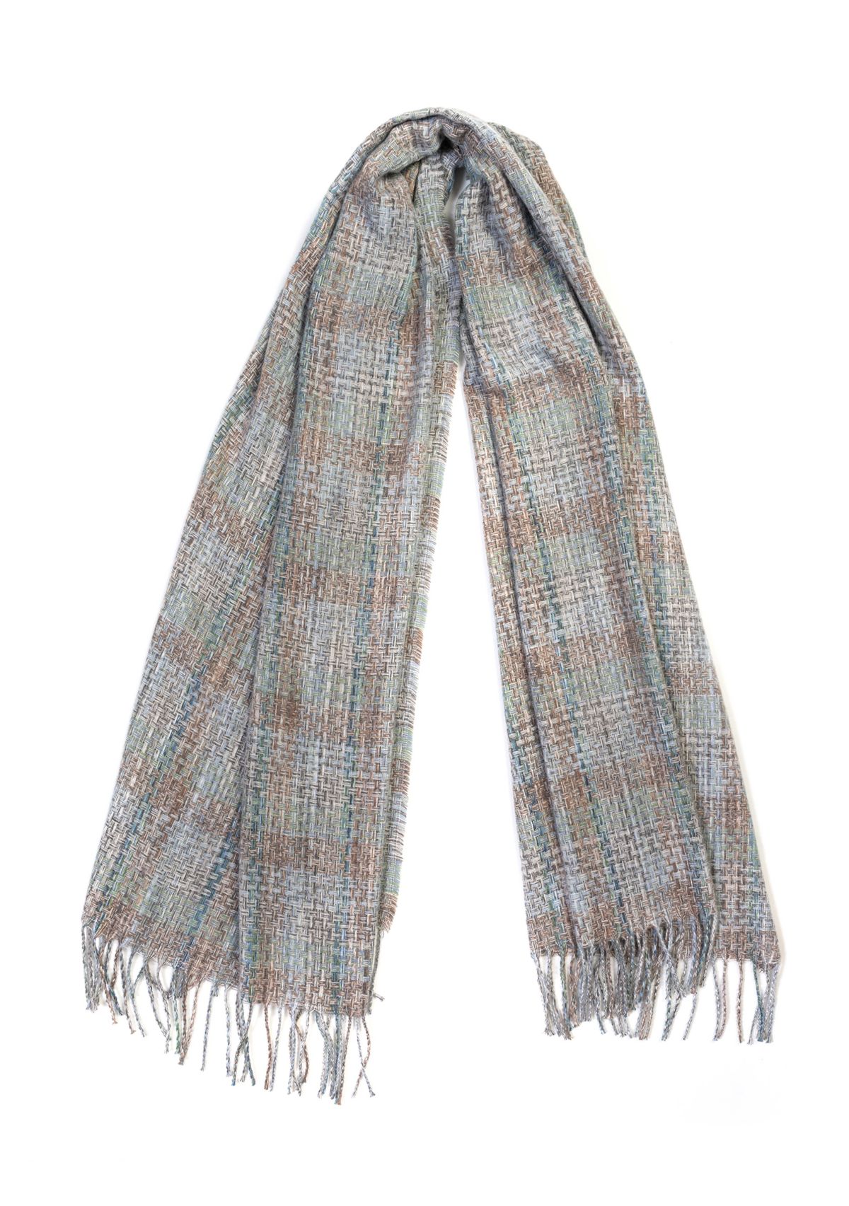 Womens Space Dyed Plaid Feather Soft Scarf