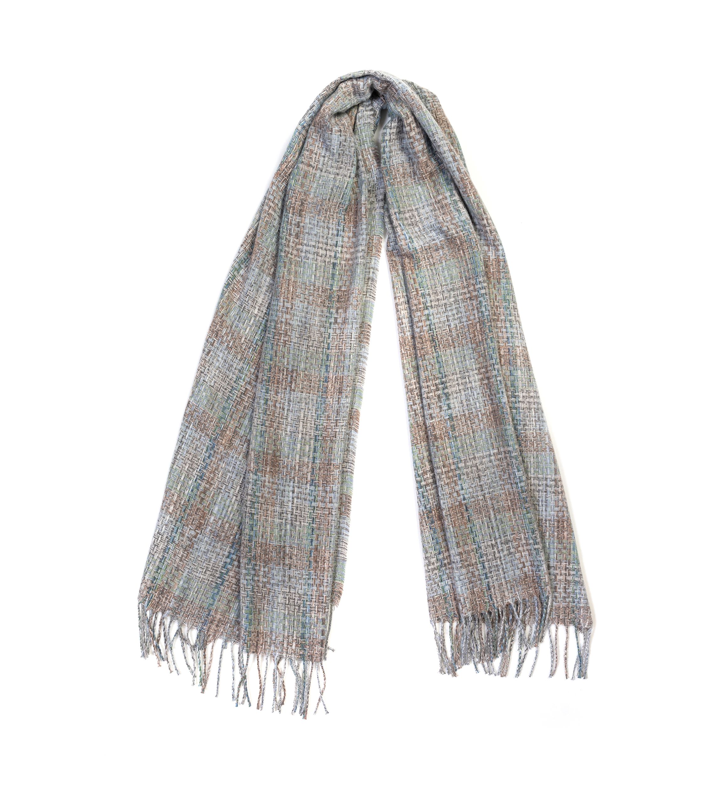 Womens Space Dyed Plaid Feather Soft Scarf
