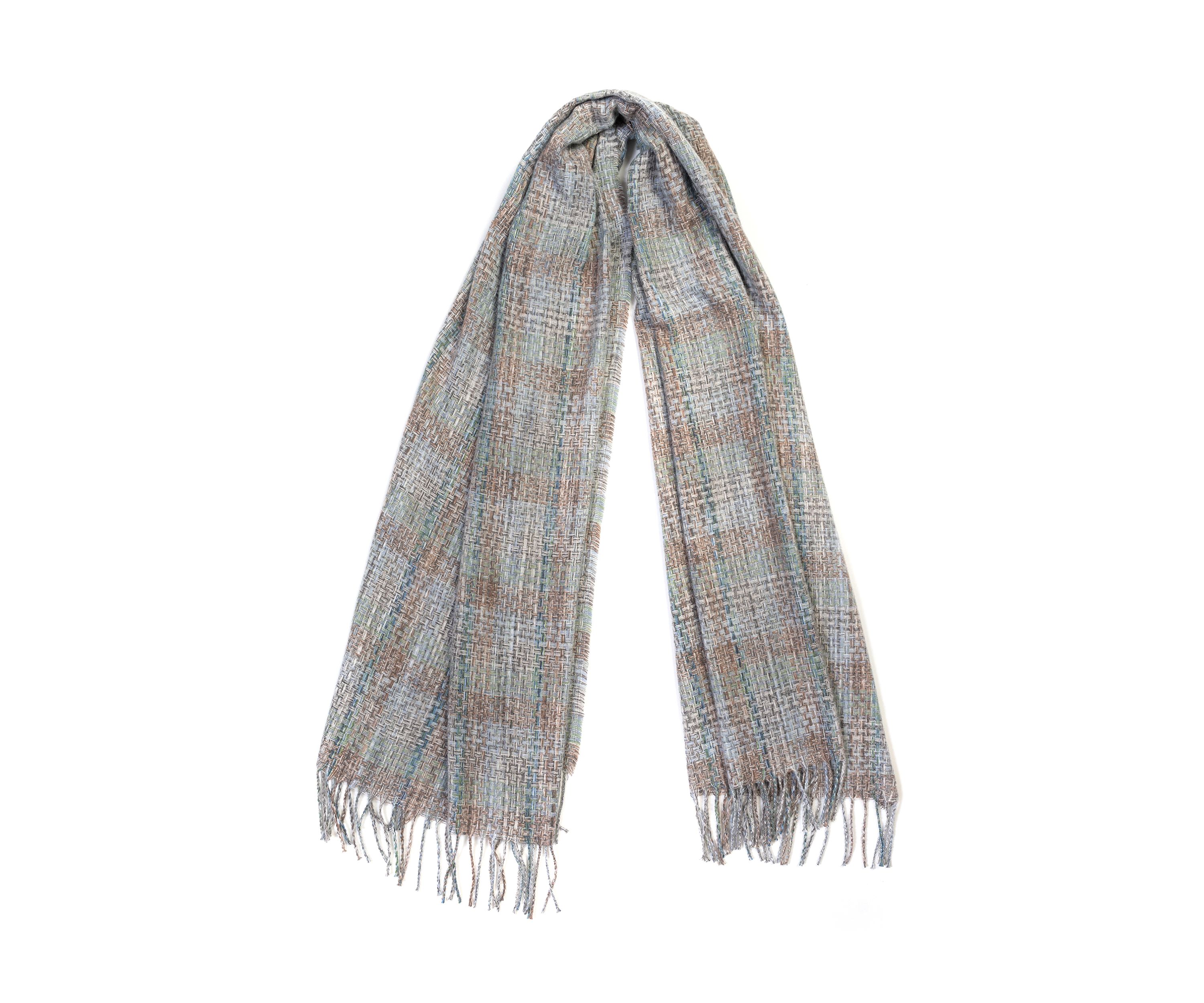 Womens Space Dyed Plaid Feather Soft Scarf