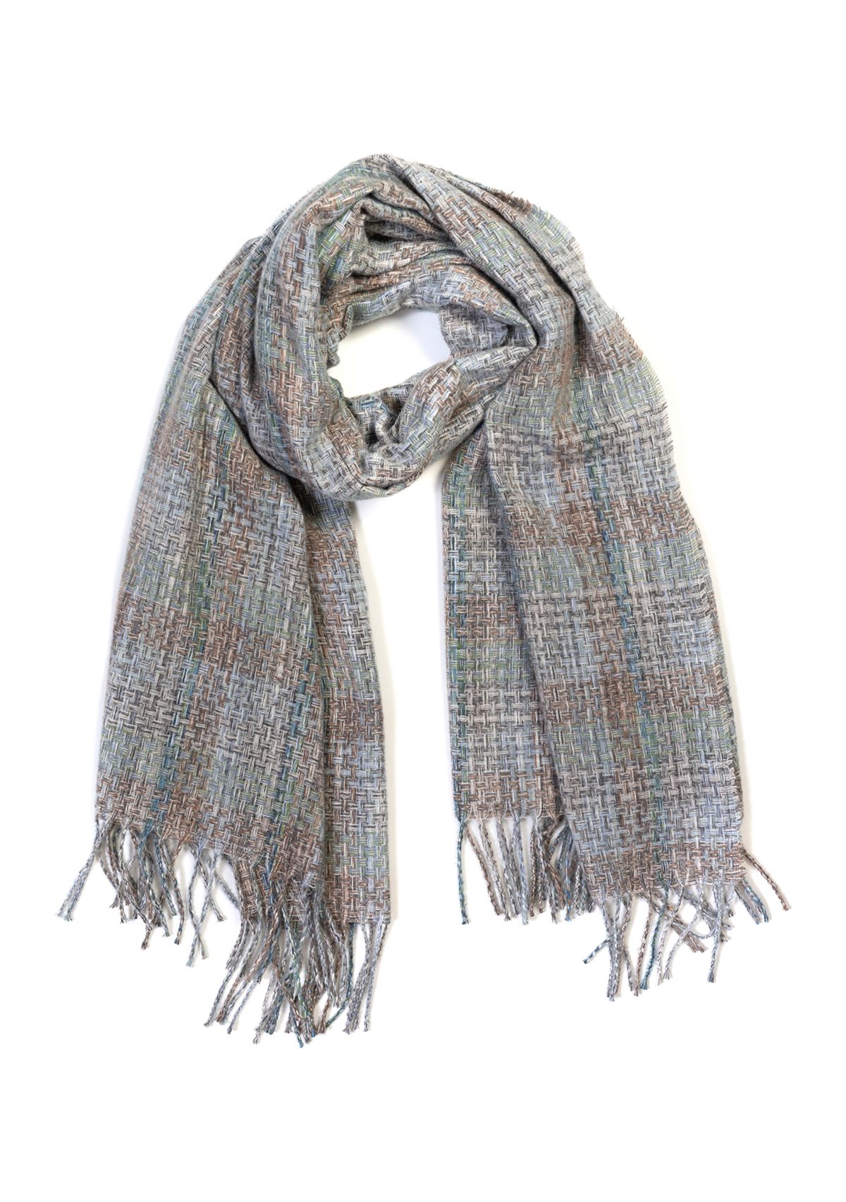 Womens Space Dyed Plaid Feather Soft Scarf