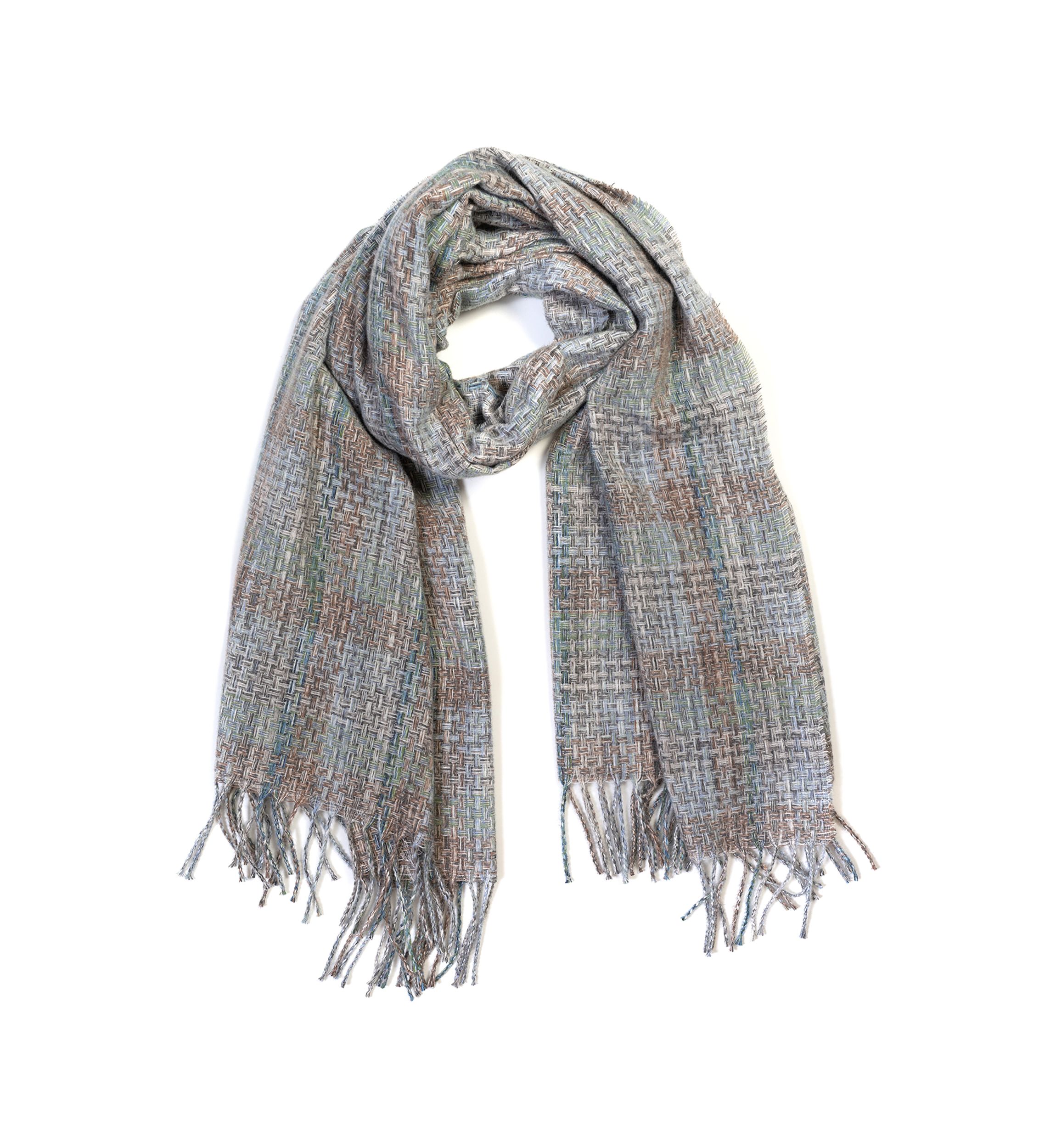 Womens Space Dyed Plaid Feather Soft Scarf