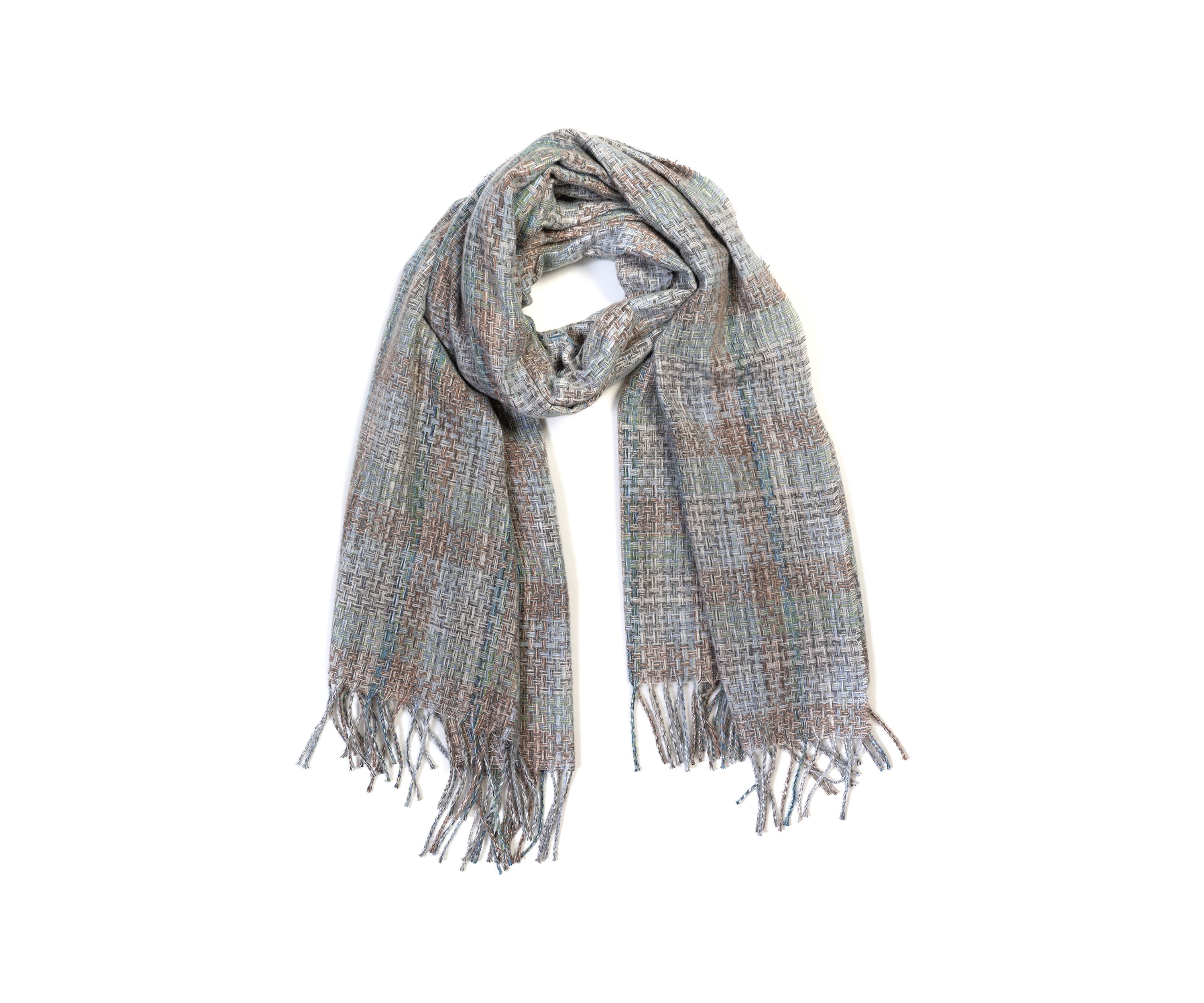 Womens Space Dyed Plaid Feather Soft Scarf