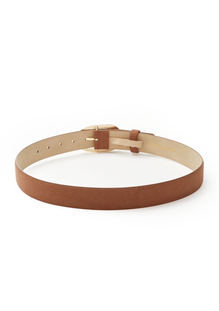 Sculptural Oval Centerbar Buckle Belt 