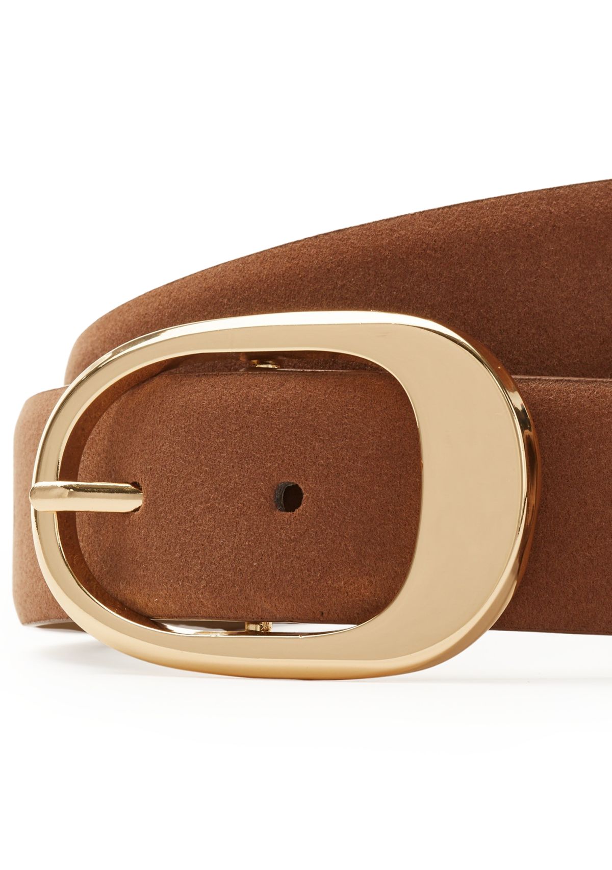 Sculptural Oval Centerbar Buckle Belt 
