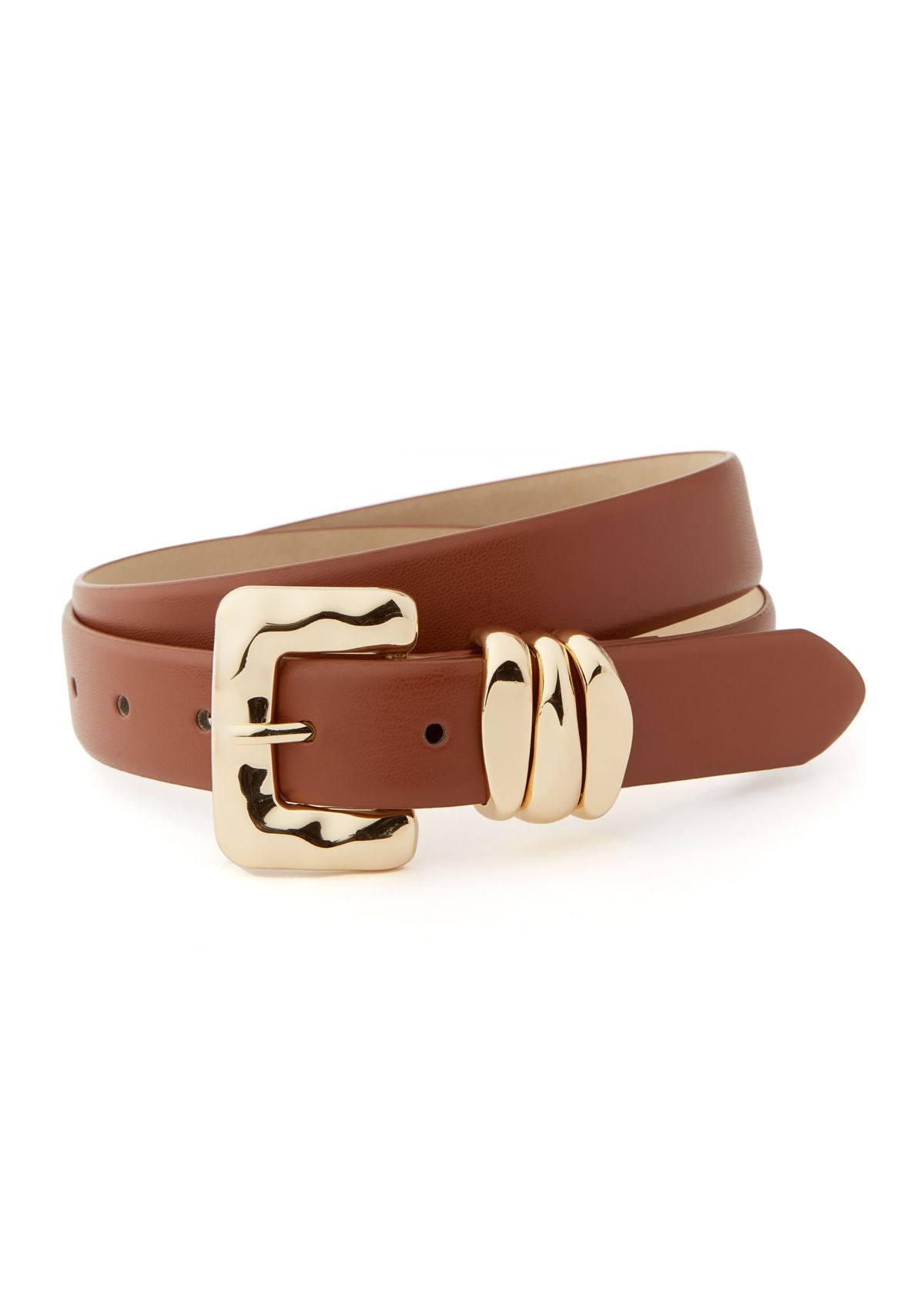 Organic Shaped Buckle and Loops Smooth Belt