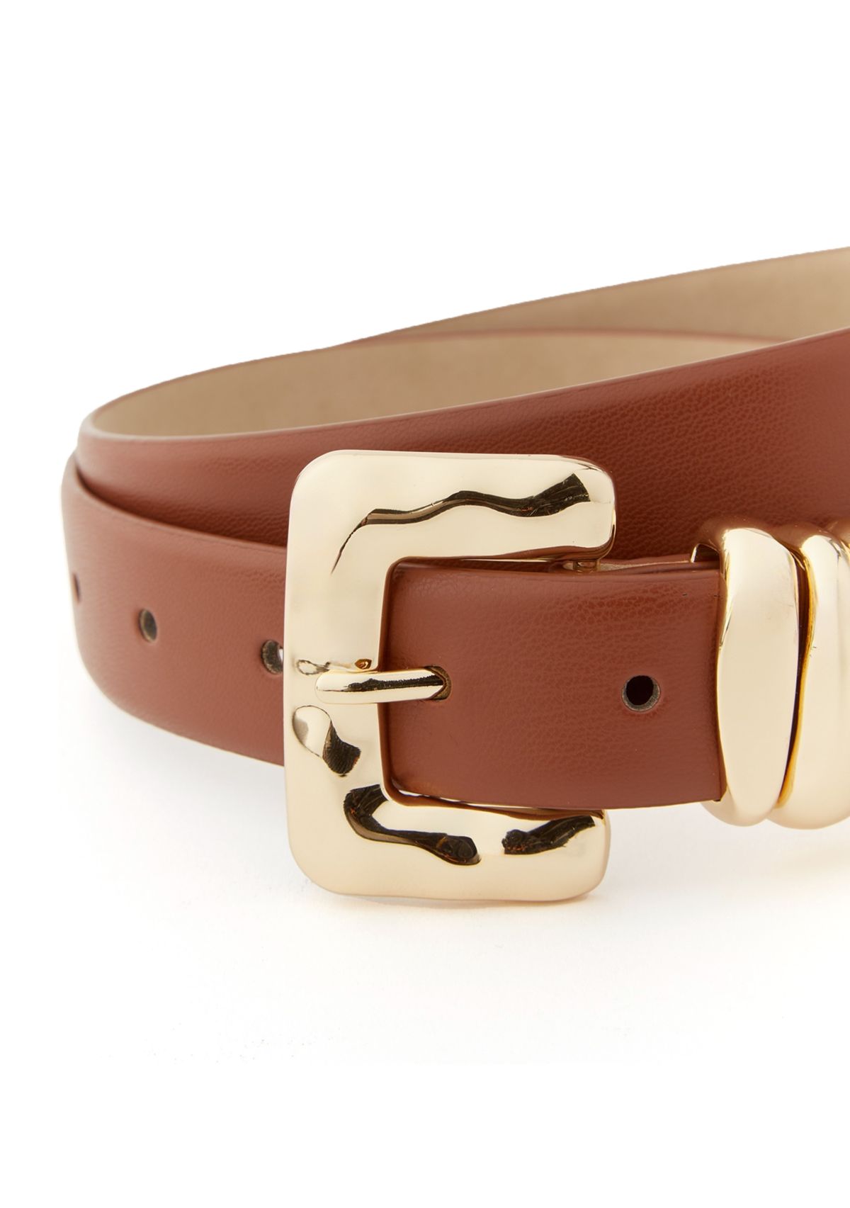 Organic Shaped Buckle and Loops Smooth Belt
